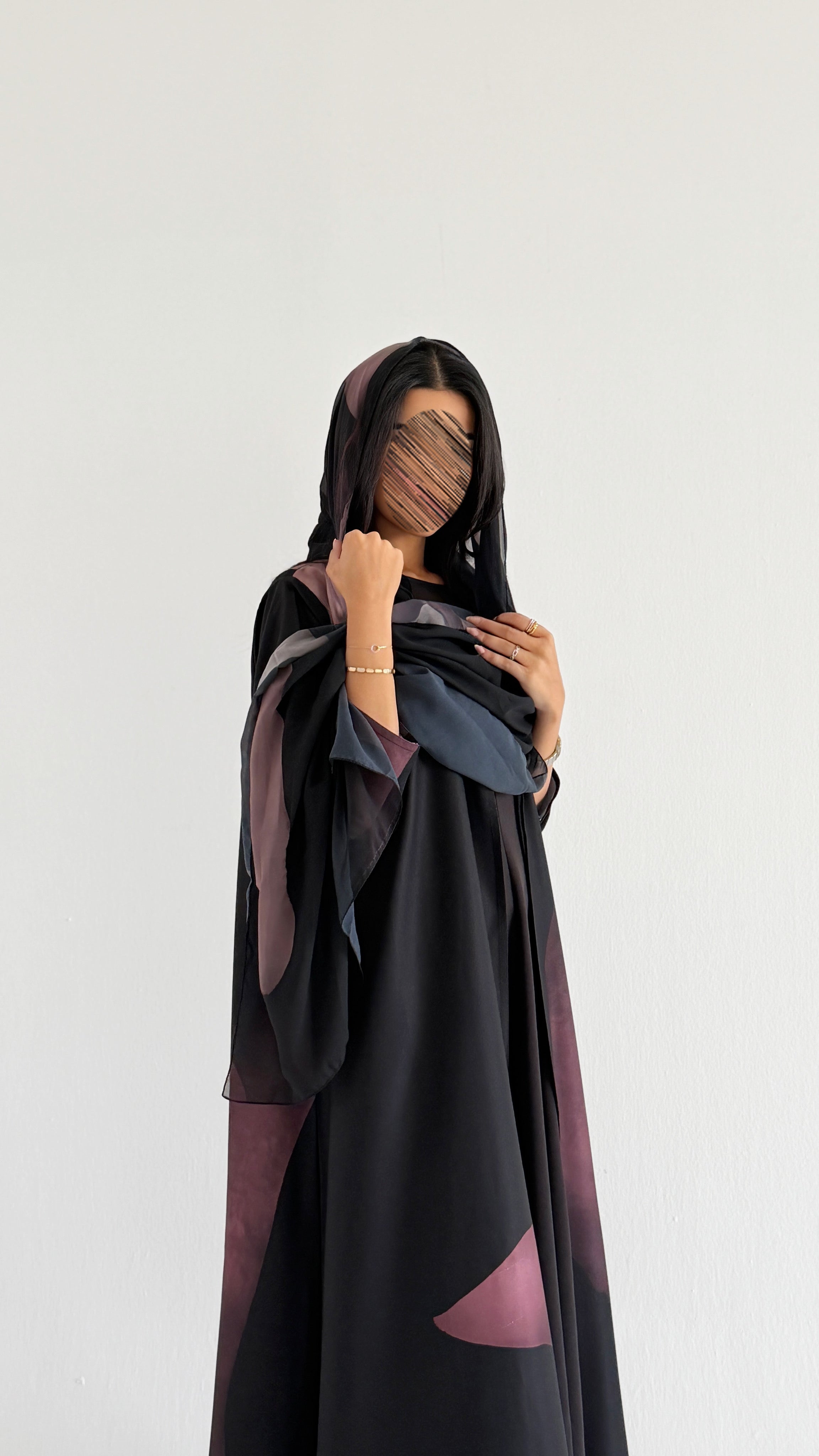 MWT332 - Brown Silk Print Abaya