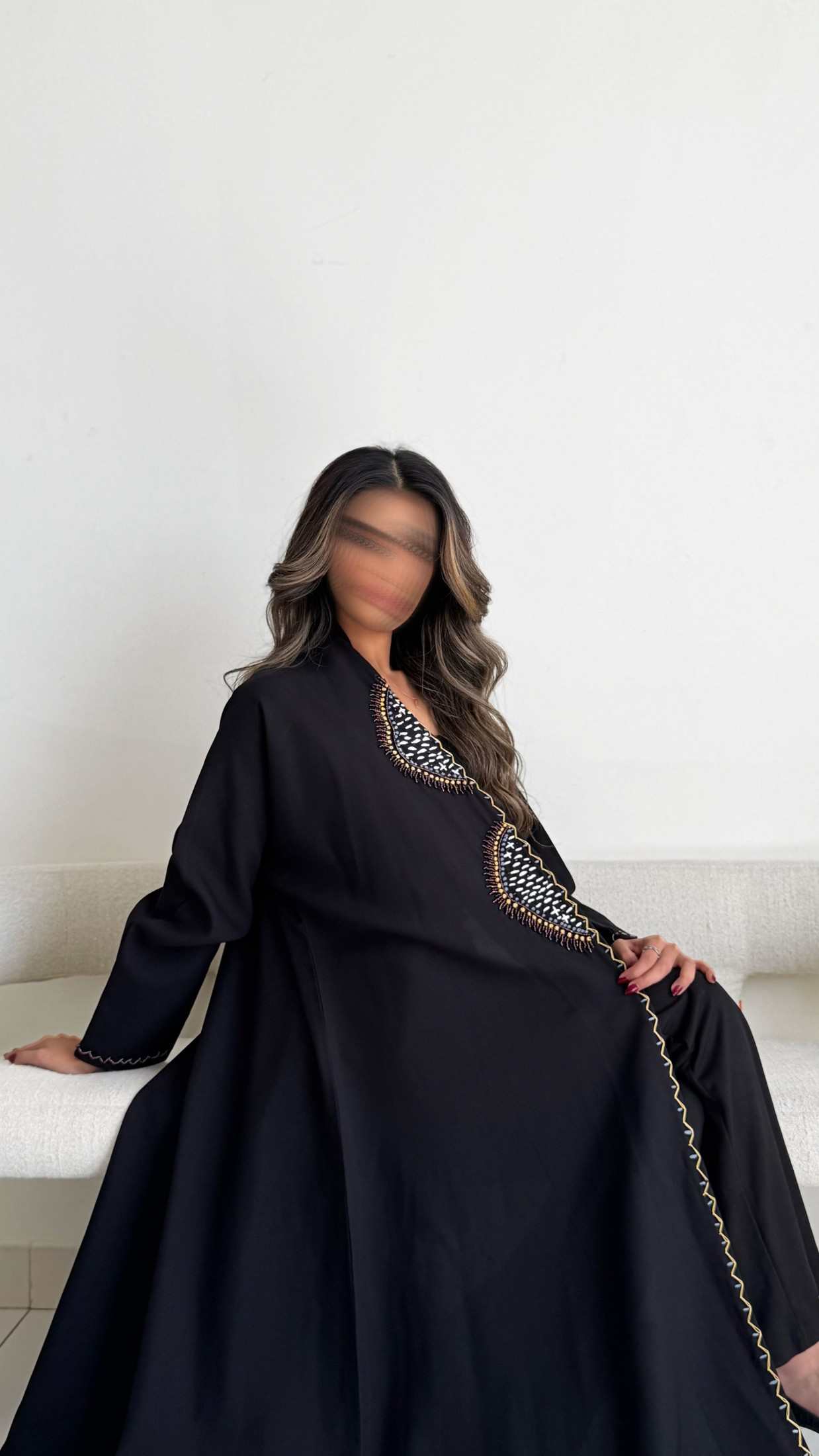 MWT637 - عباية اسود تطريز وشك - Aya