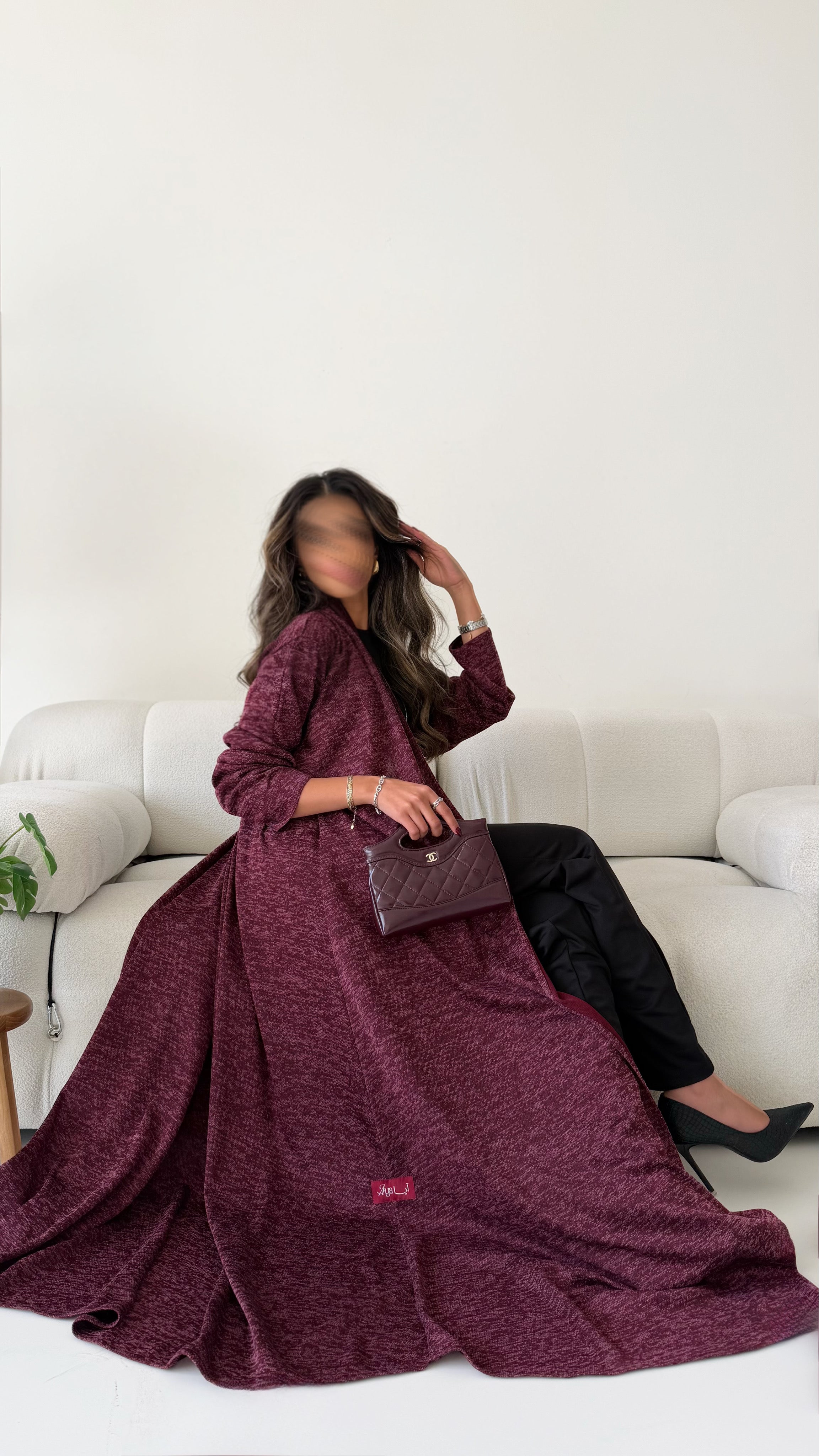 MWT588 -  عباية ستريتش عنابي | Stretch abaya in burgundy - Aya