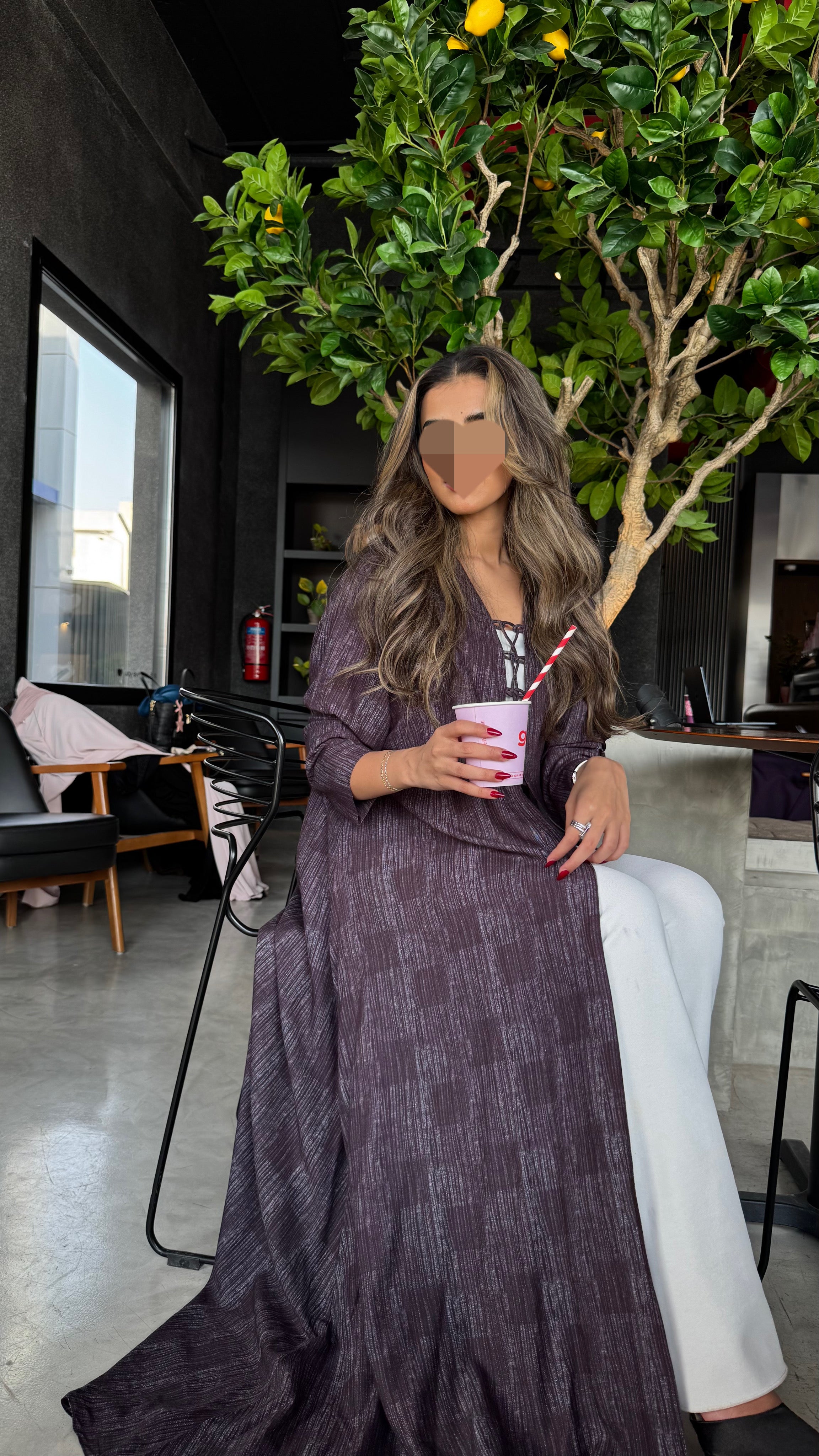 MWT300 - عباية فسكوز موفي| Mauve Viscose - Aya