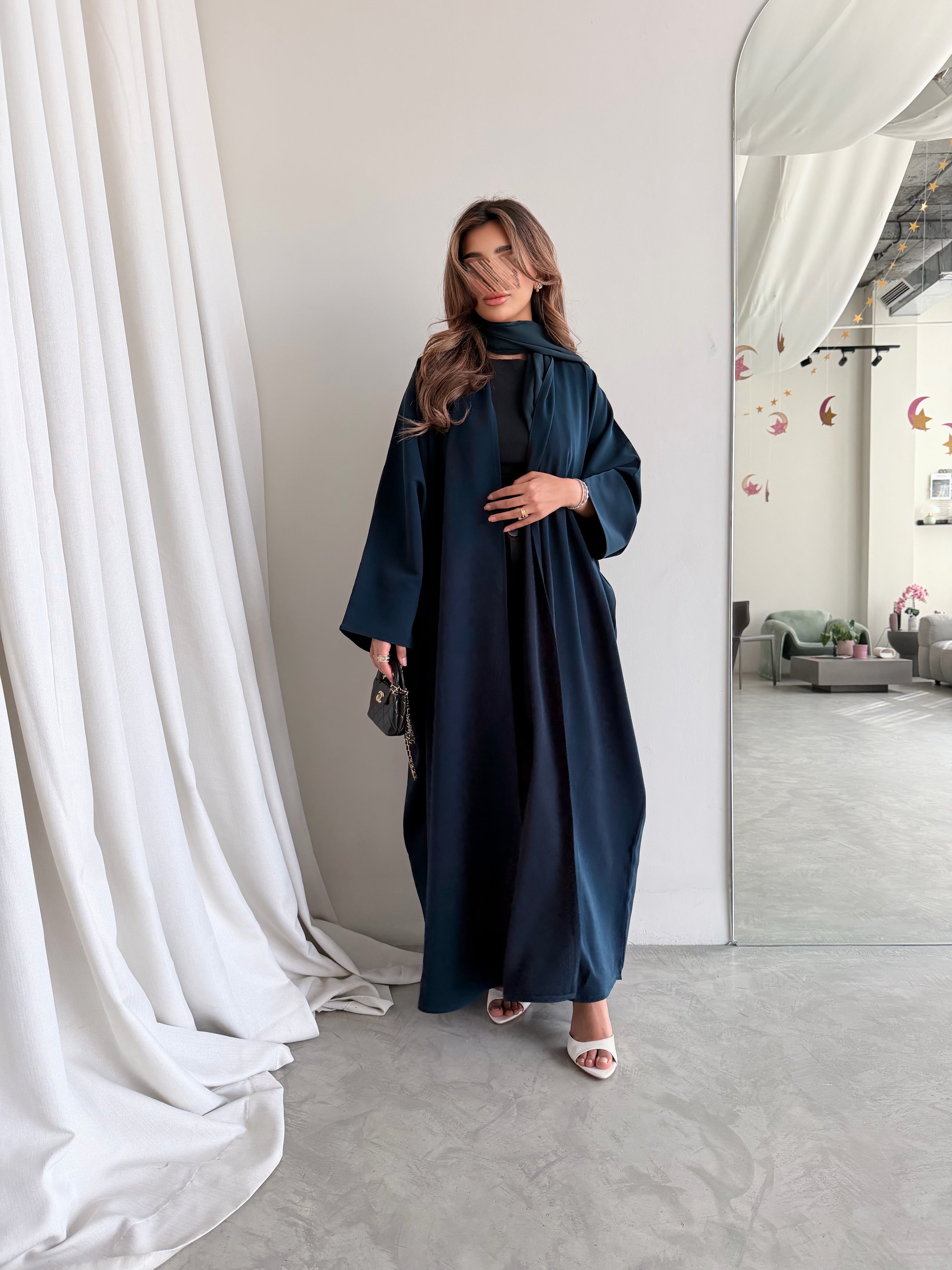 MWT5052 - كريب تركواز ساده قصة نص بشت - Aya