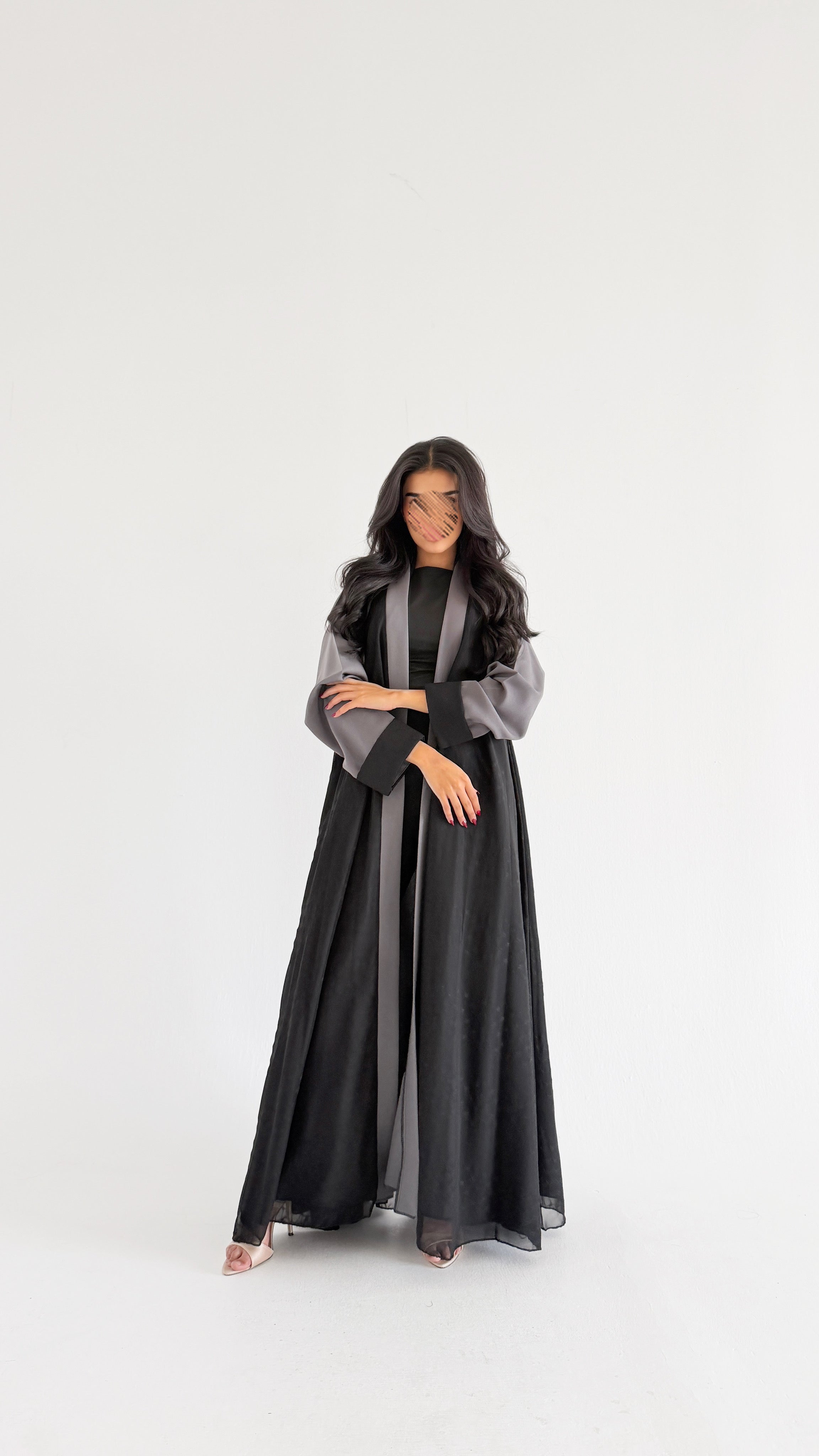 MW2070 - عبايه كلوش مع اضافه شيفون مبطن - Aya