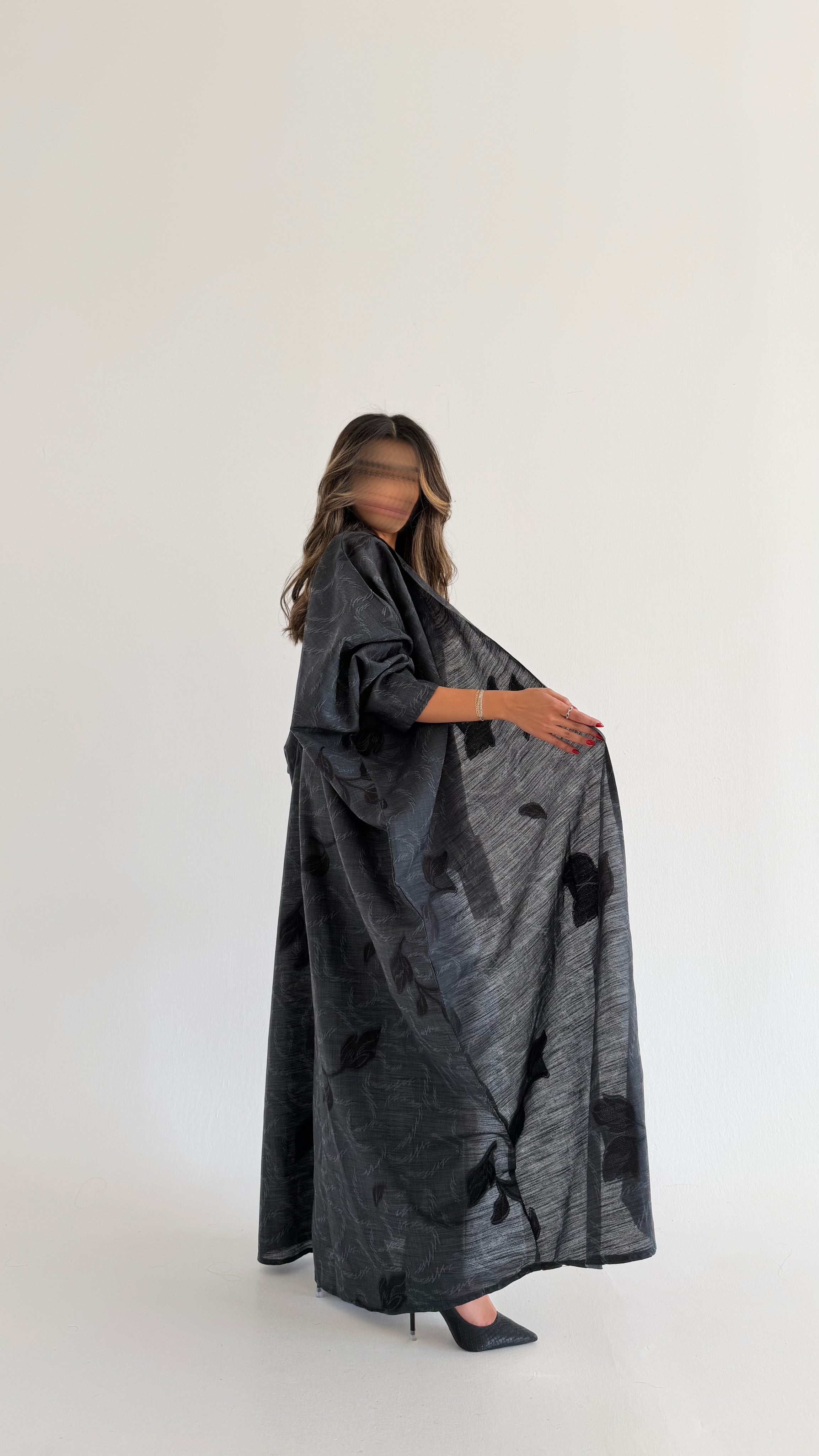 MW645 - Light Crepe Standing with Jacquard Half-Cloche