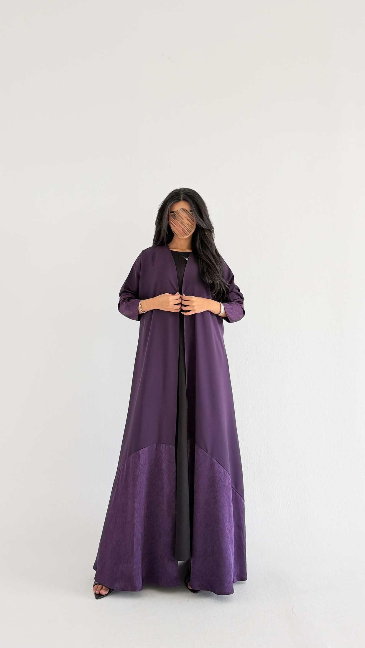 MWT1184 - عبايه بتدخيله حرير جاكار - Aya