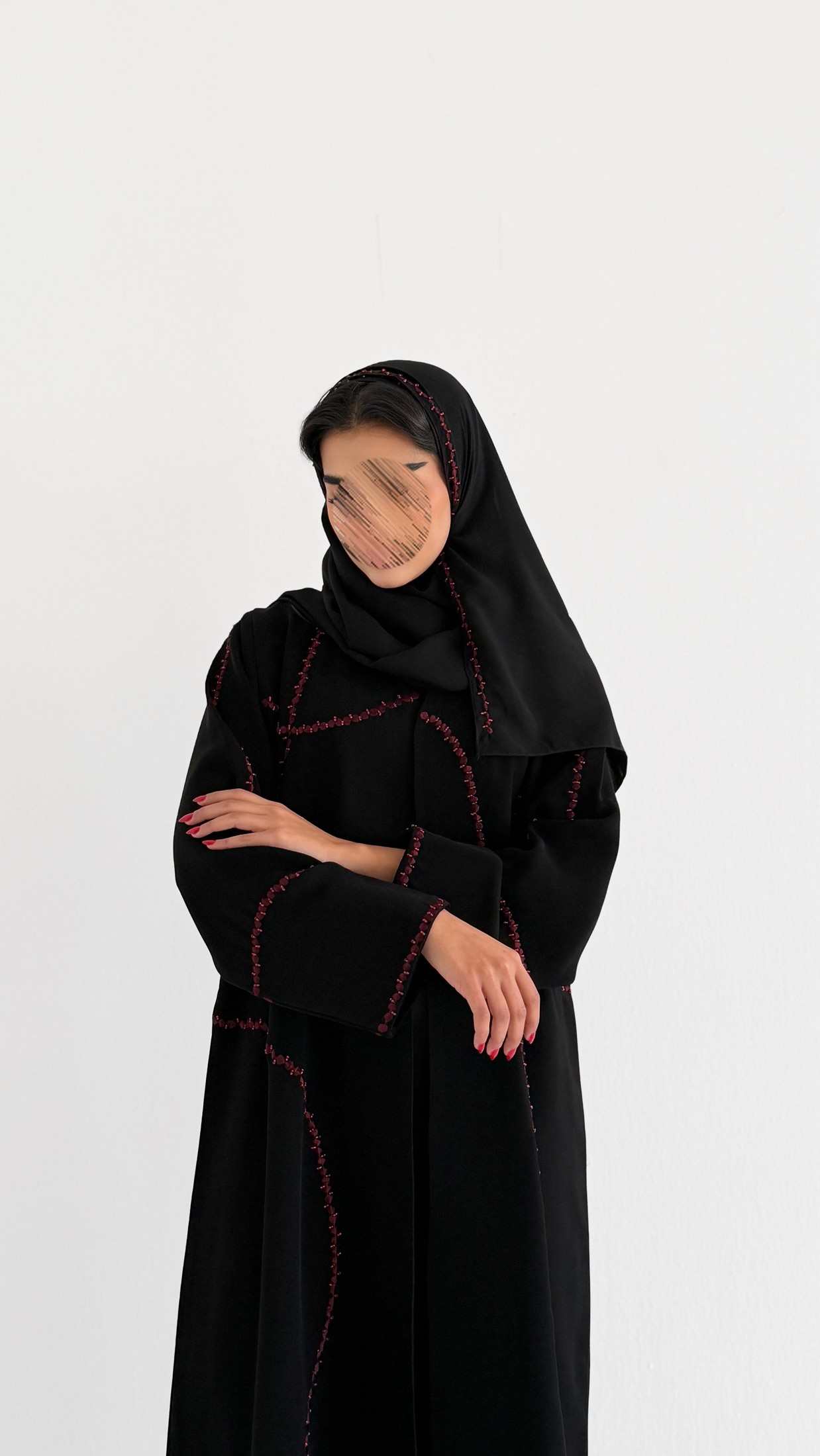 MW2046 - عبايه كريب مع اضافة تطريز شغل اليد - Aya
