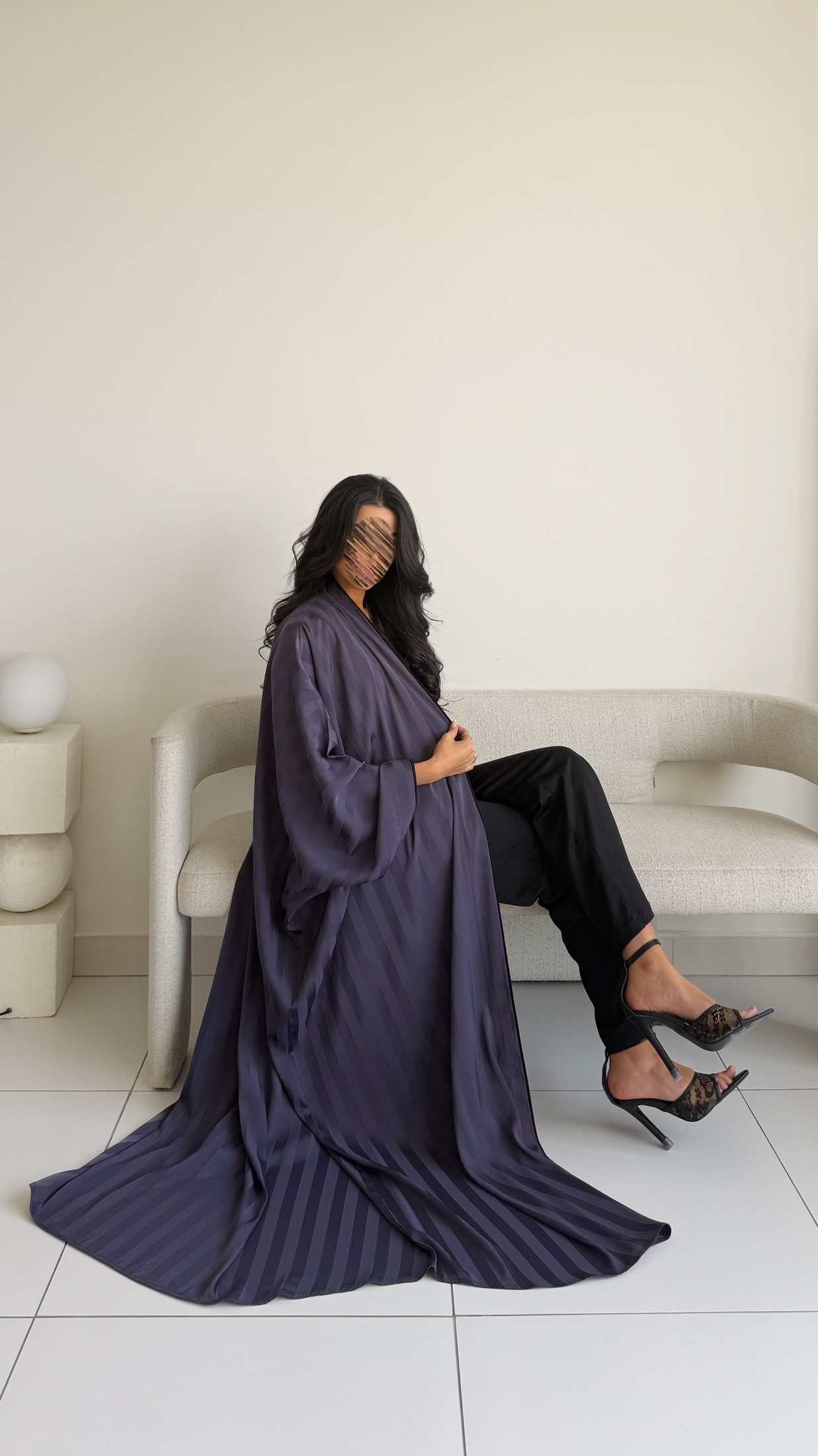 MWT2107 - عباية مخطط |striped abaya - Aya