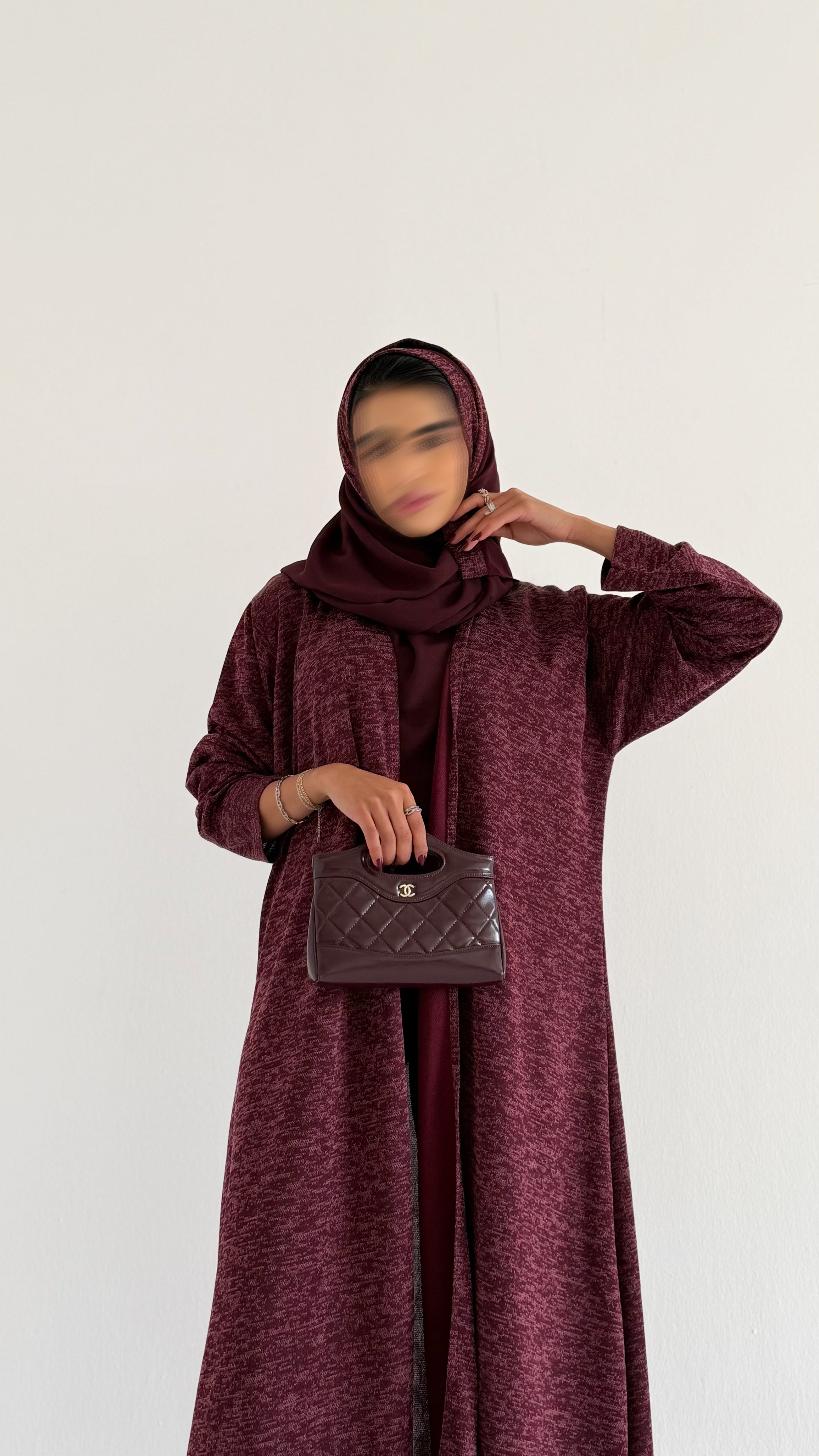 MWT588 -  عباية ستريتش عنابي | Stretch abaya in burgundy - Aya