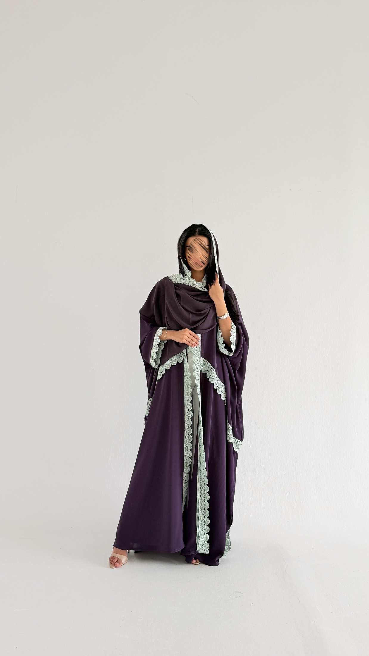 MW2162 - عبايه كريب مع اضافه كلفه مميزه وحصرية - Aya