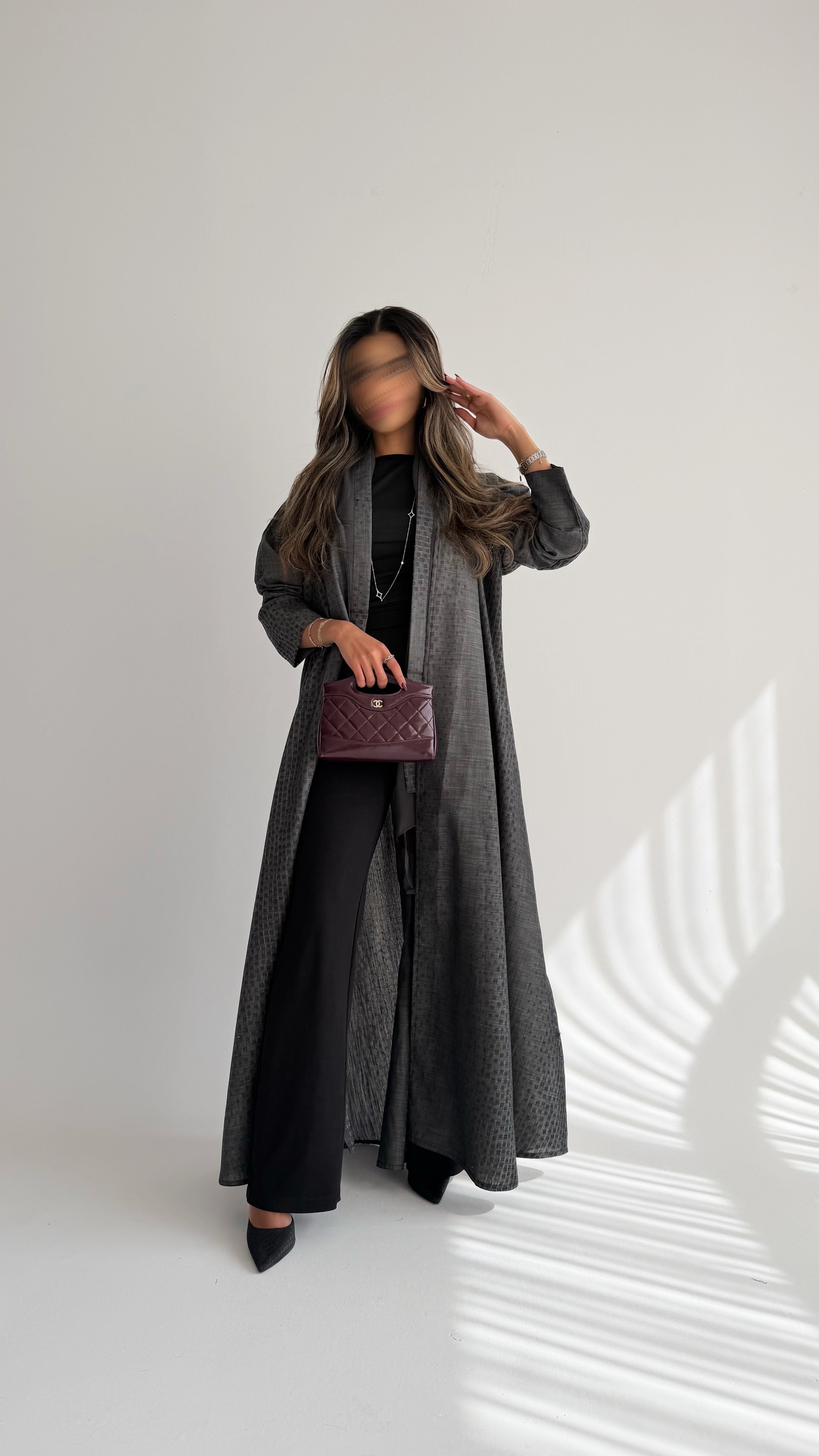 MWT714 - Dark grey linen abaya | عباية لنن - Aya