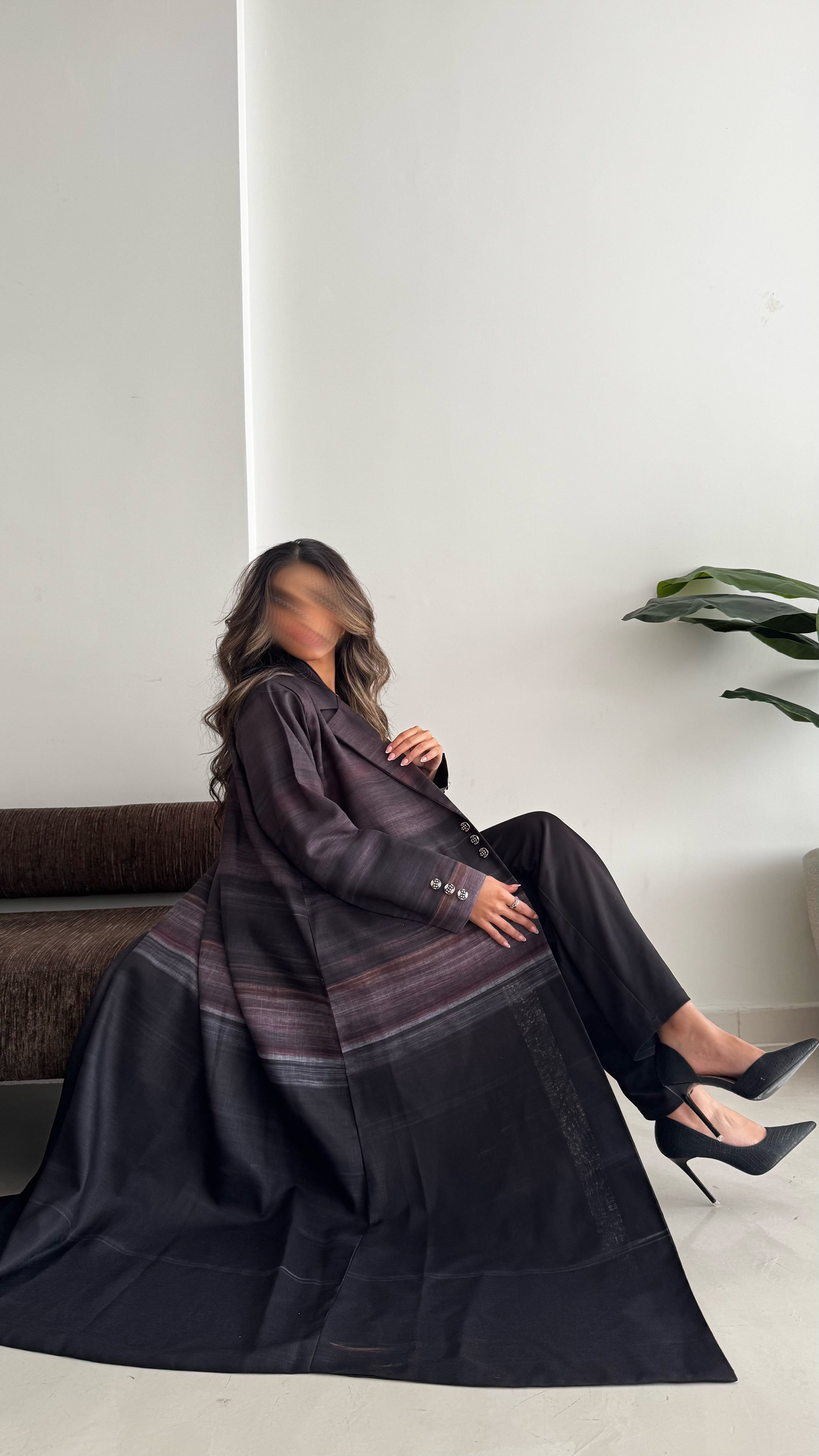 MWT840 - عباية بليزر طباعة | Printed Blazer Abaya - Aya