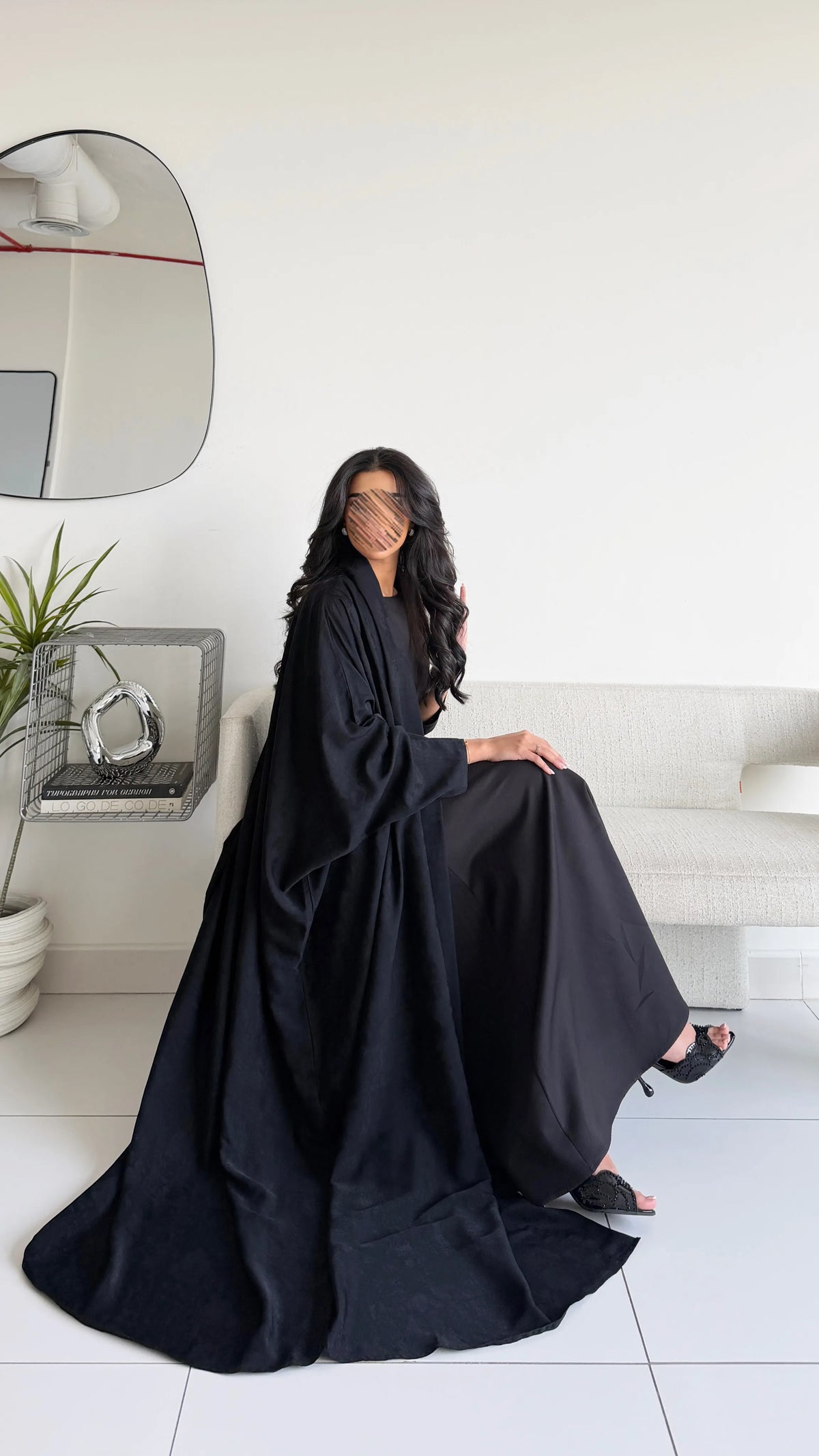 MWT1294 - عباية جاكار كريب مغسول - Aya