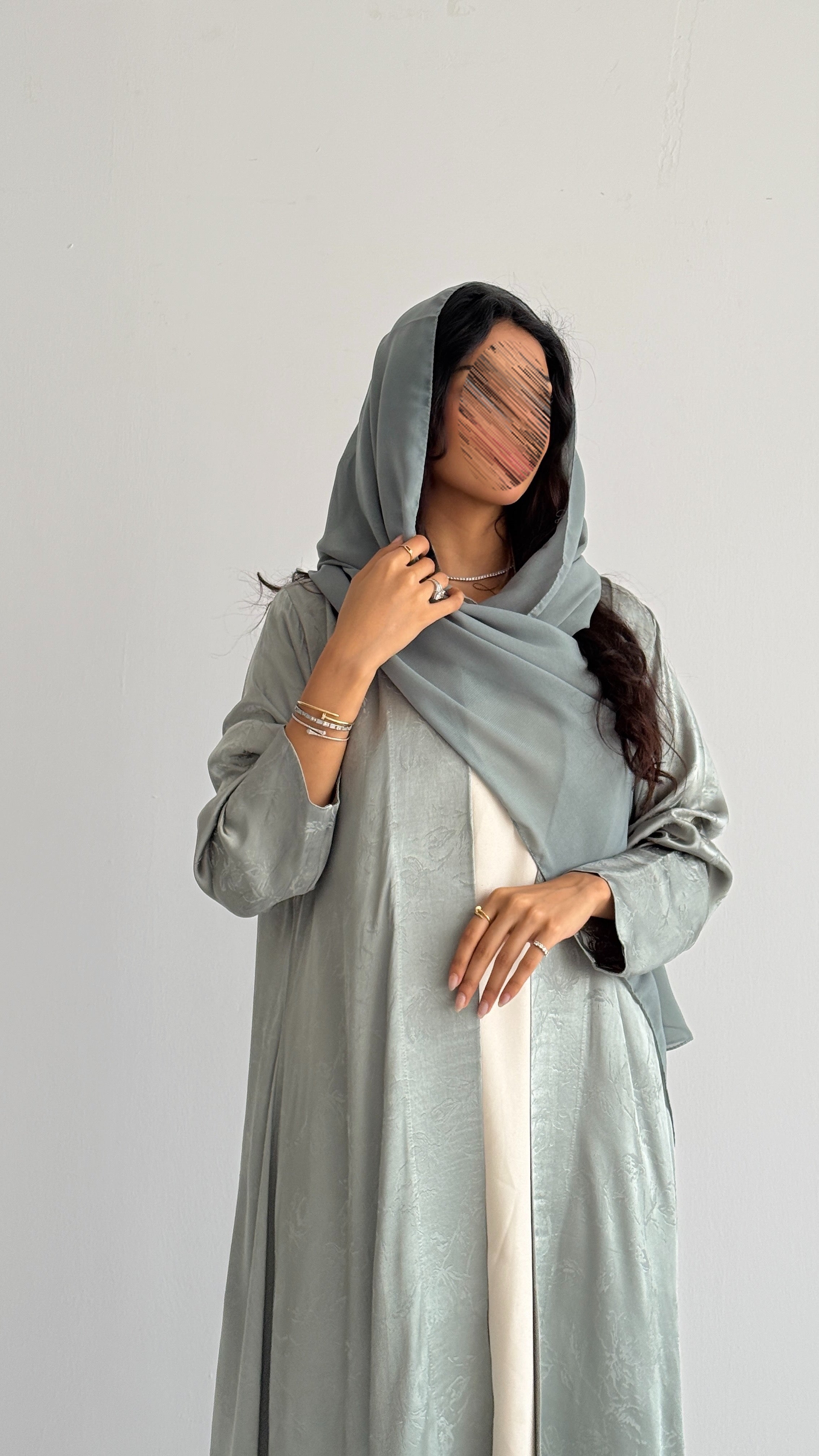 MWT5087 - قماش اخضر لينن مورد قصه نص بشت - Aya