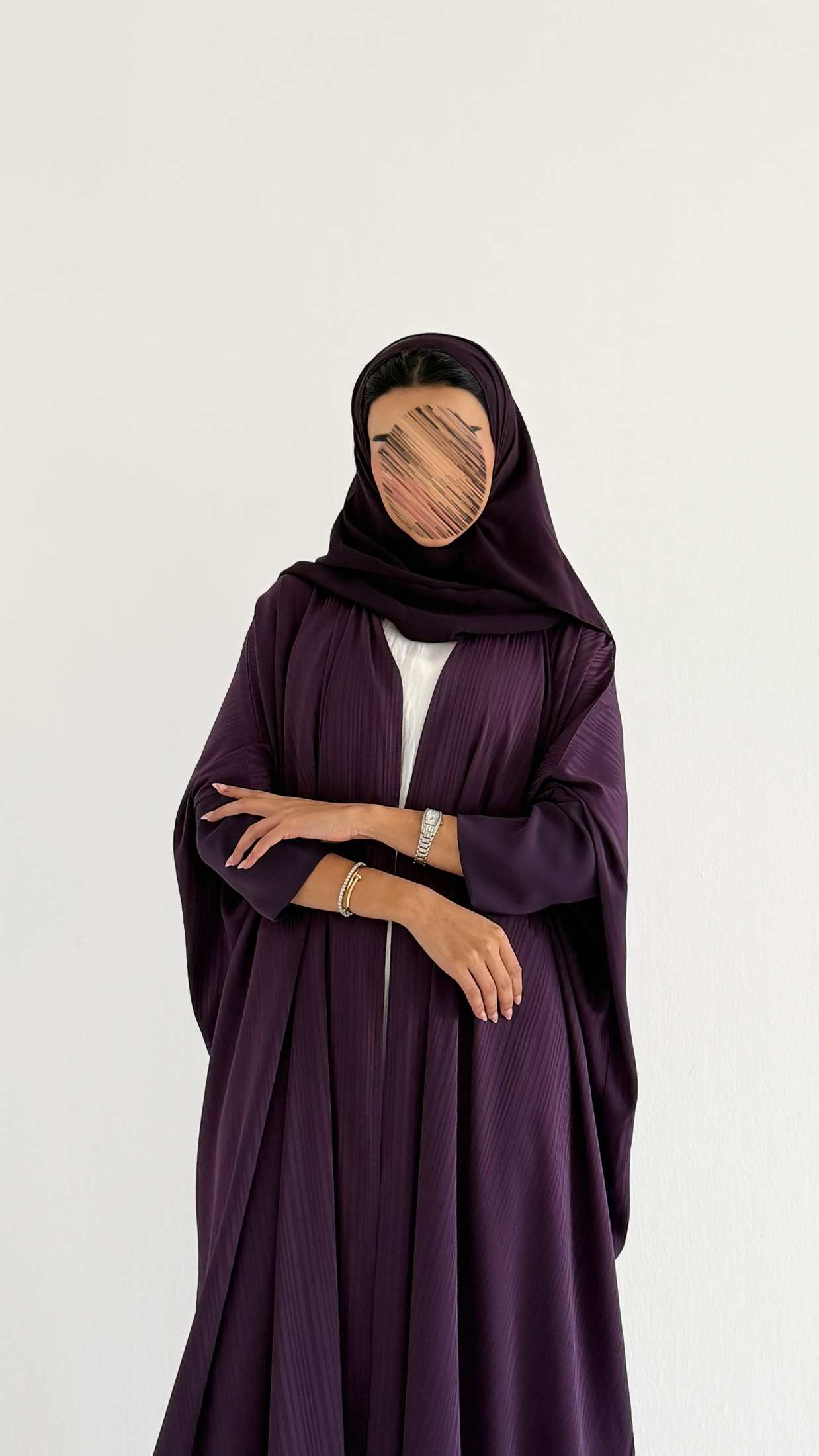 MWT1178 - عباية مخططة بتدخيلة - Aya