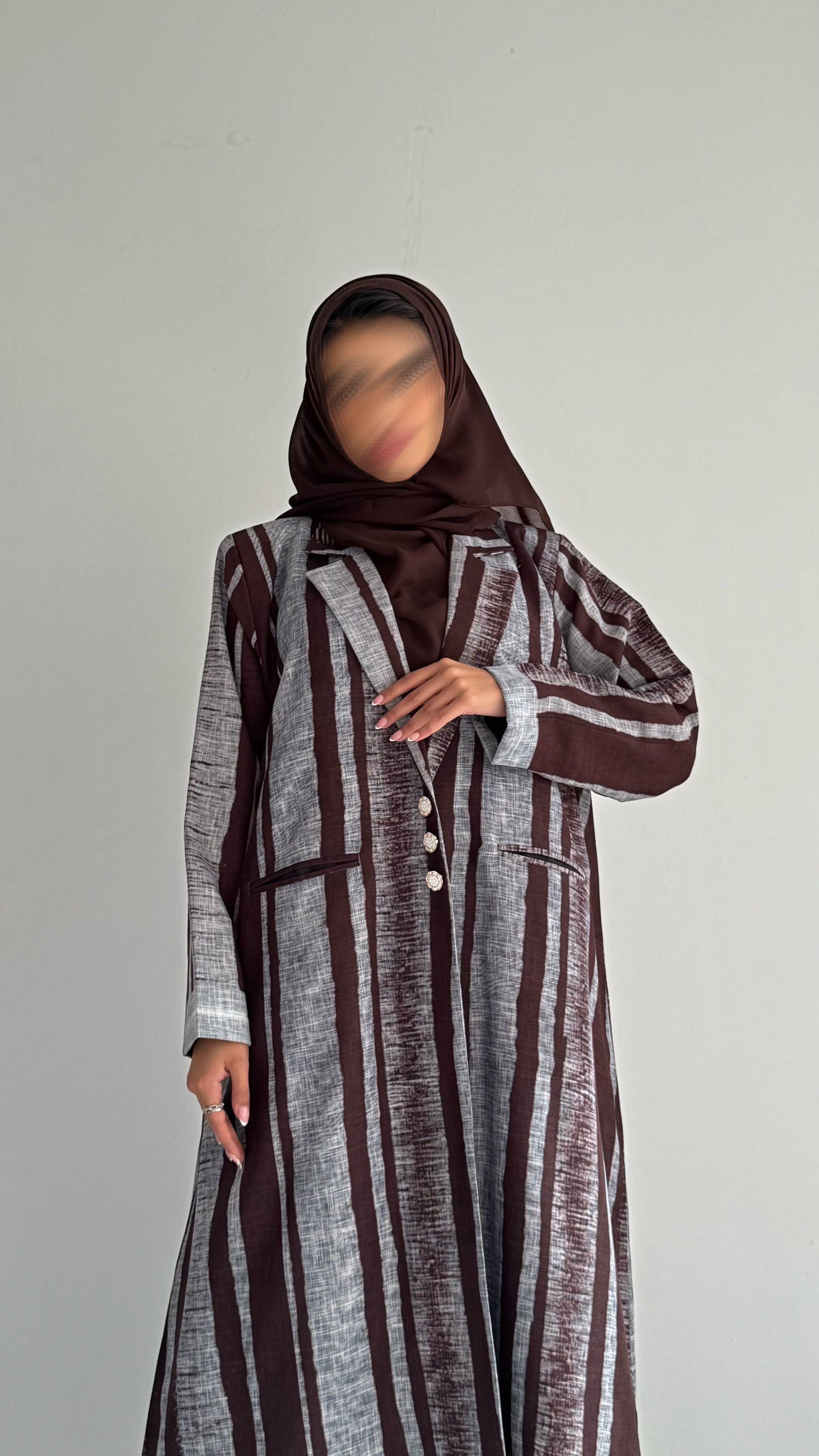 MWT832 - عباية بليزر طباعة | Printed Blazer Abaya - Aya