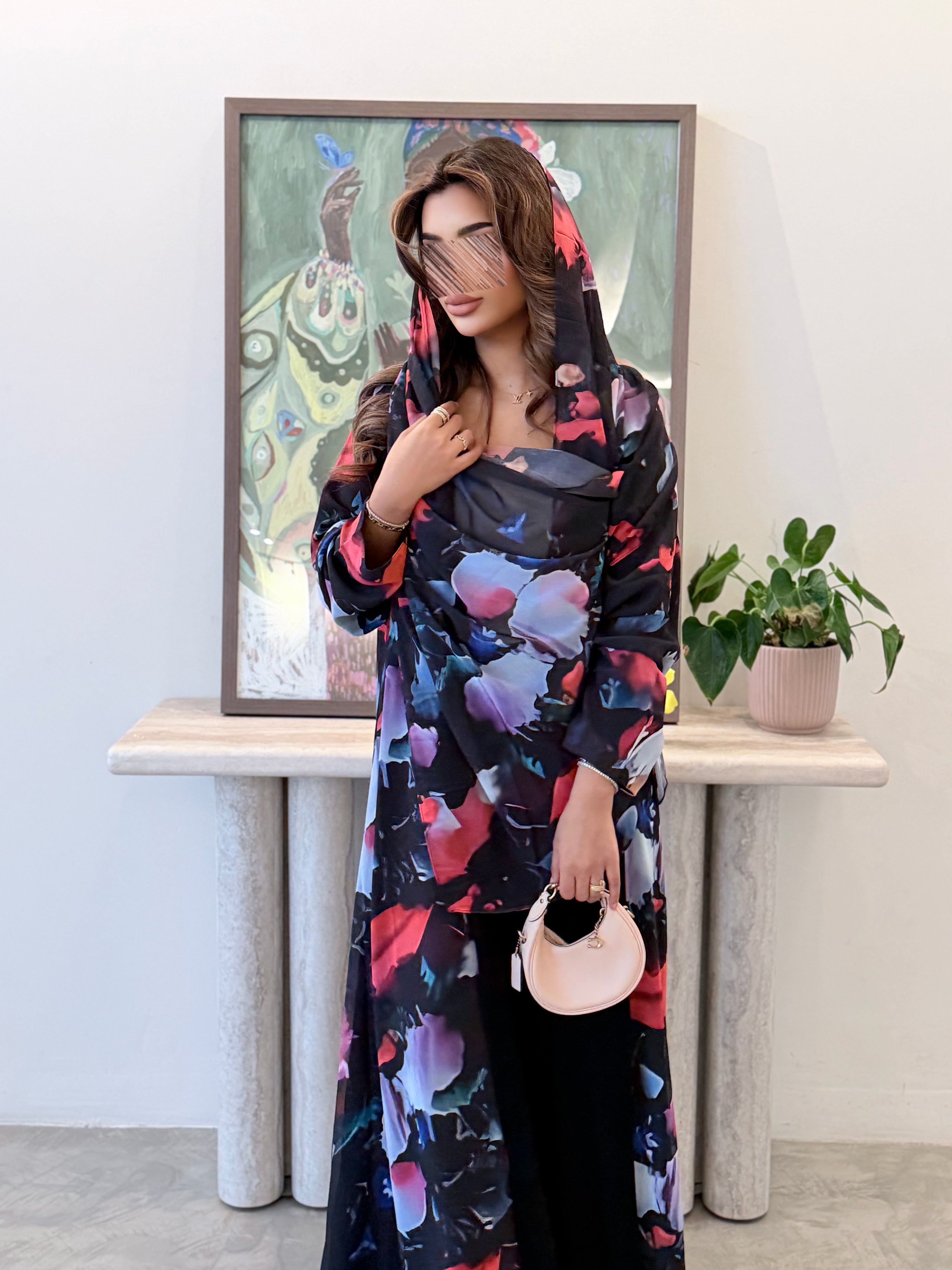 MW1711 - عباية شيفون مبطن بطبقتين - Aya