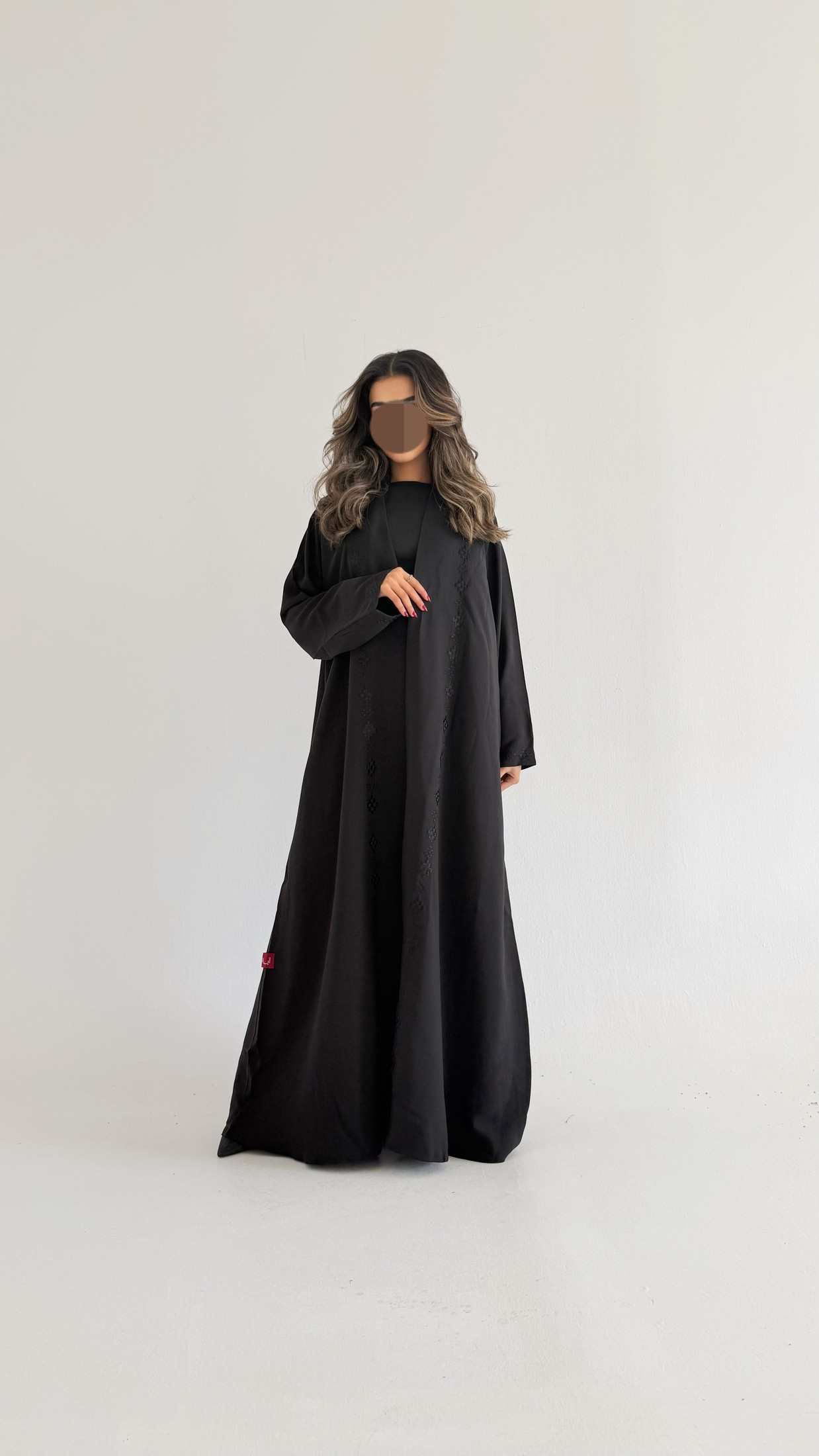 MWT656 - عباية تطريز كريب رصاصي - Aya