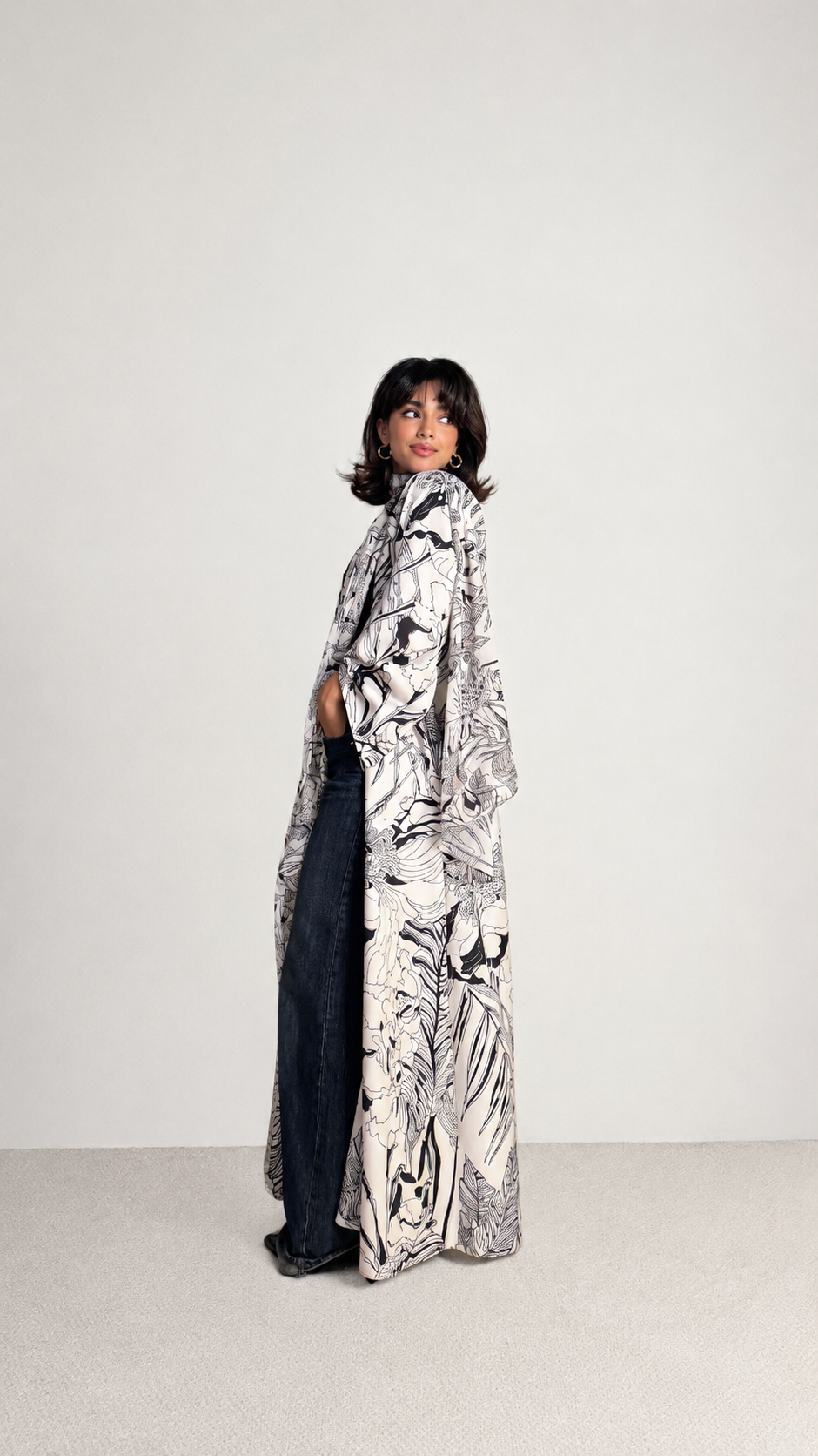 MW2208 - عباية طباعة | Printed Abaya - Aya