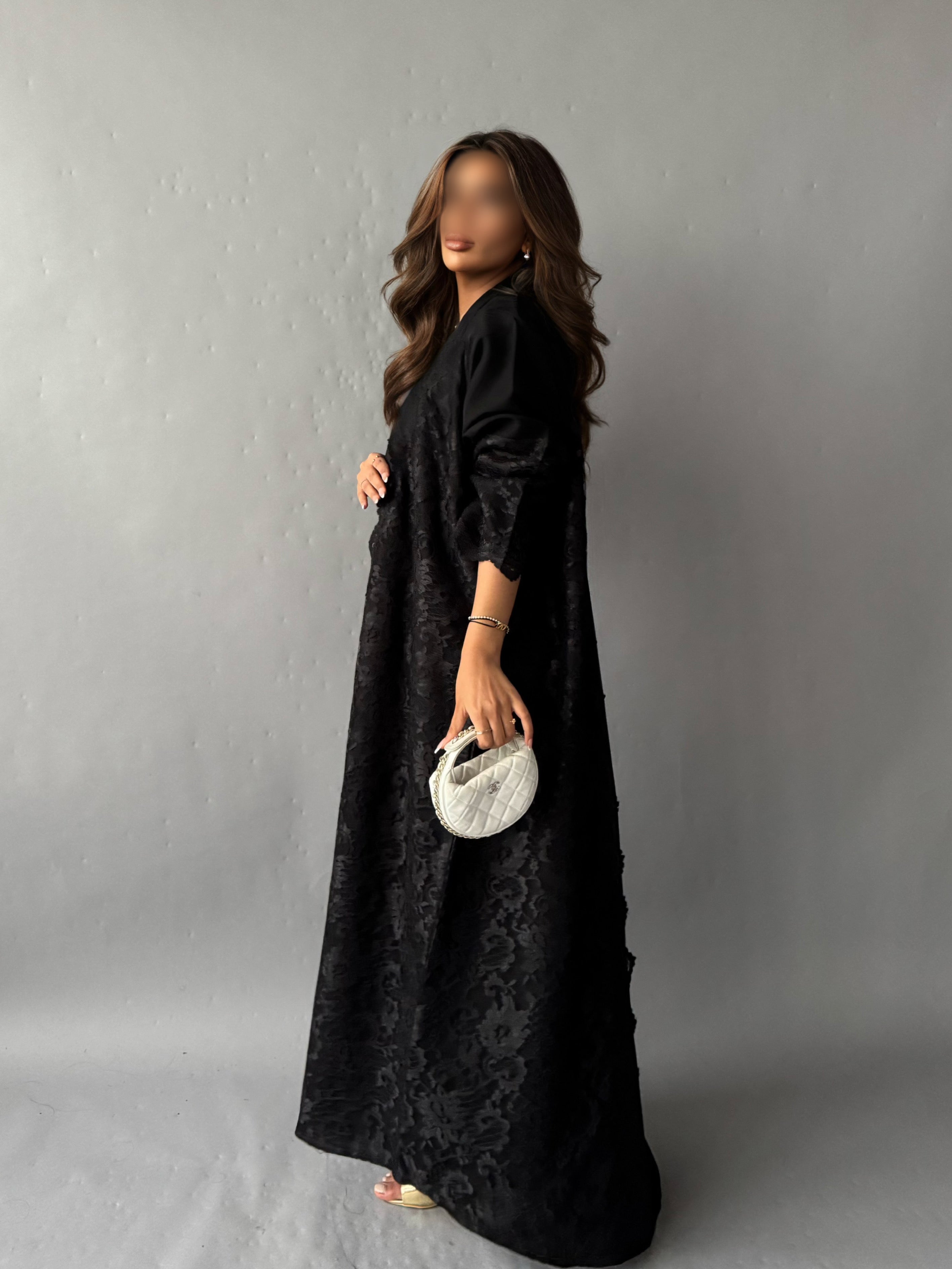 MW645 - Light Crepe Standing with Jacquard Half-Cloche