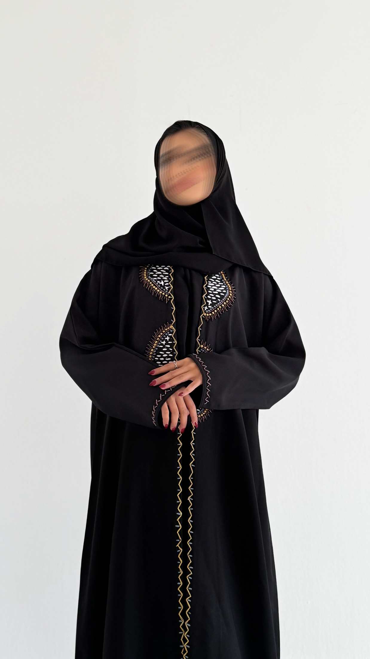 MWT637 - عباية اسود تطريز وشك - Aya