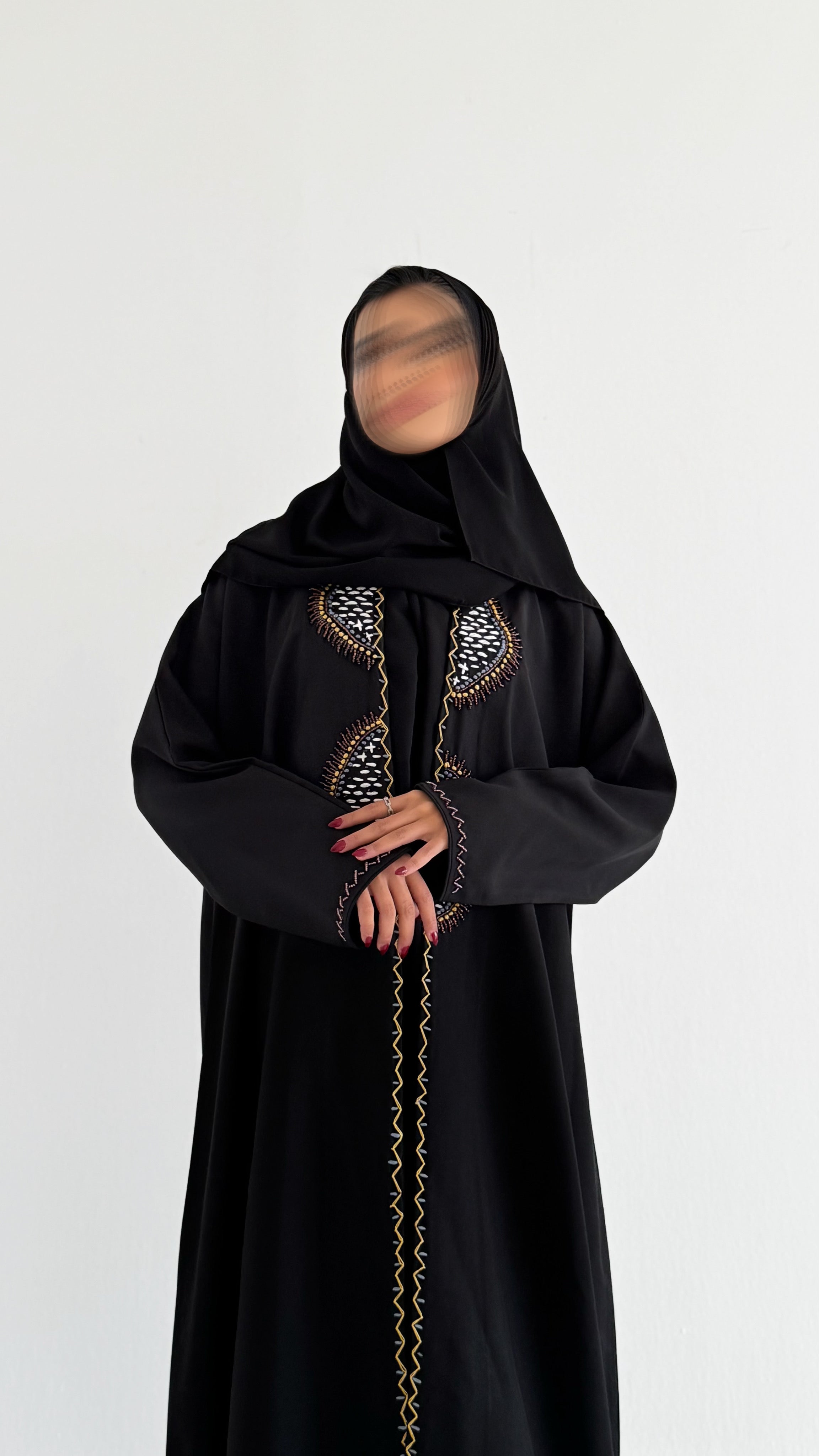 MWT637 - عباية اسود تطريز وشك - Aya