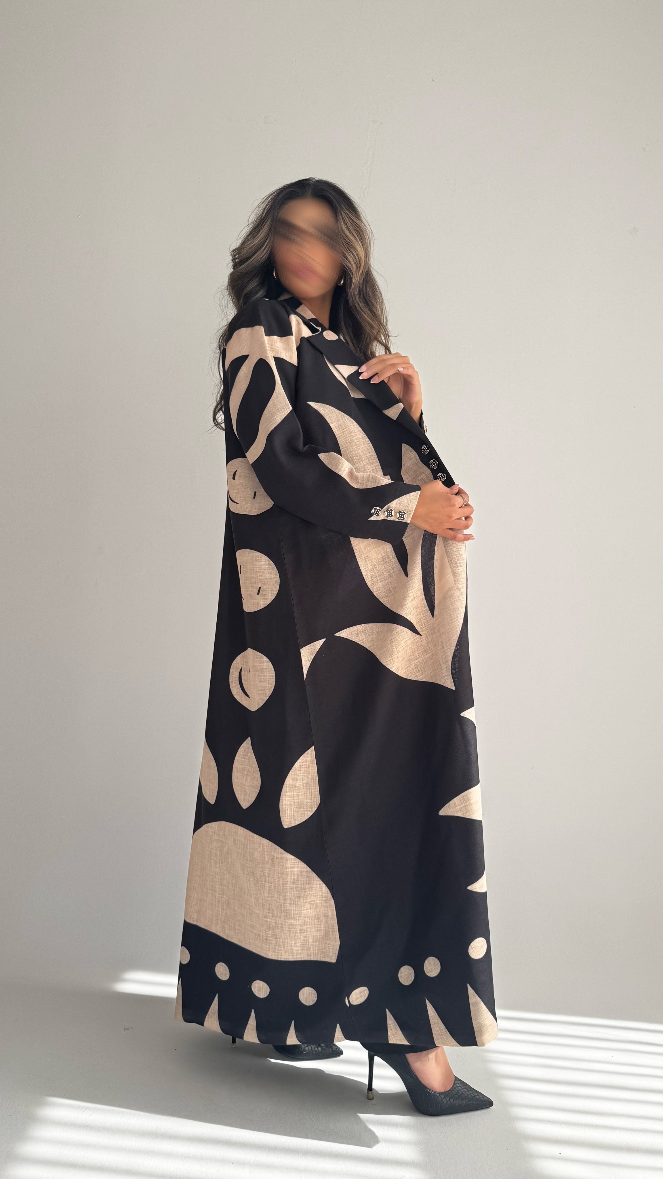 MWT837 - عباية بليزر طباعة | Printed Blazer Abaya - Aya