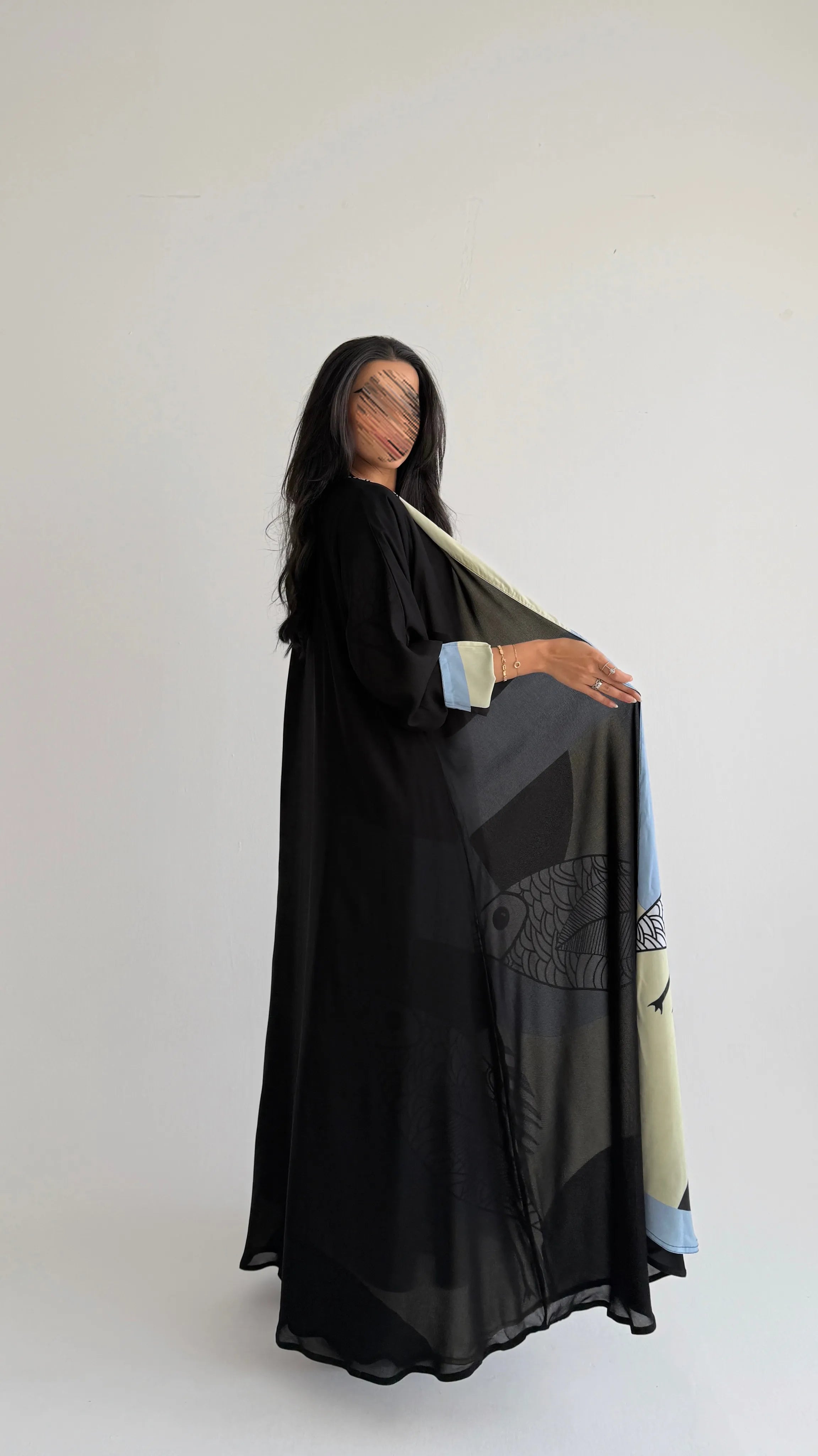 MW436 - عباية طباعة دبل فيس - Aya