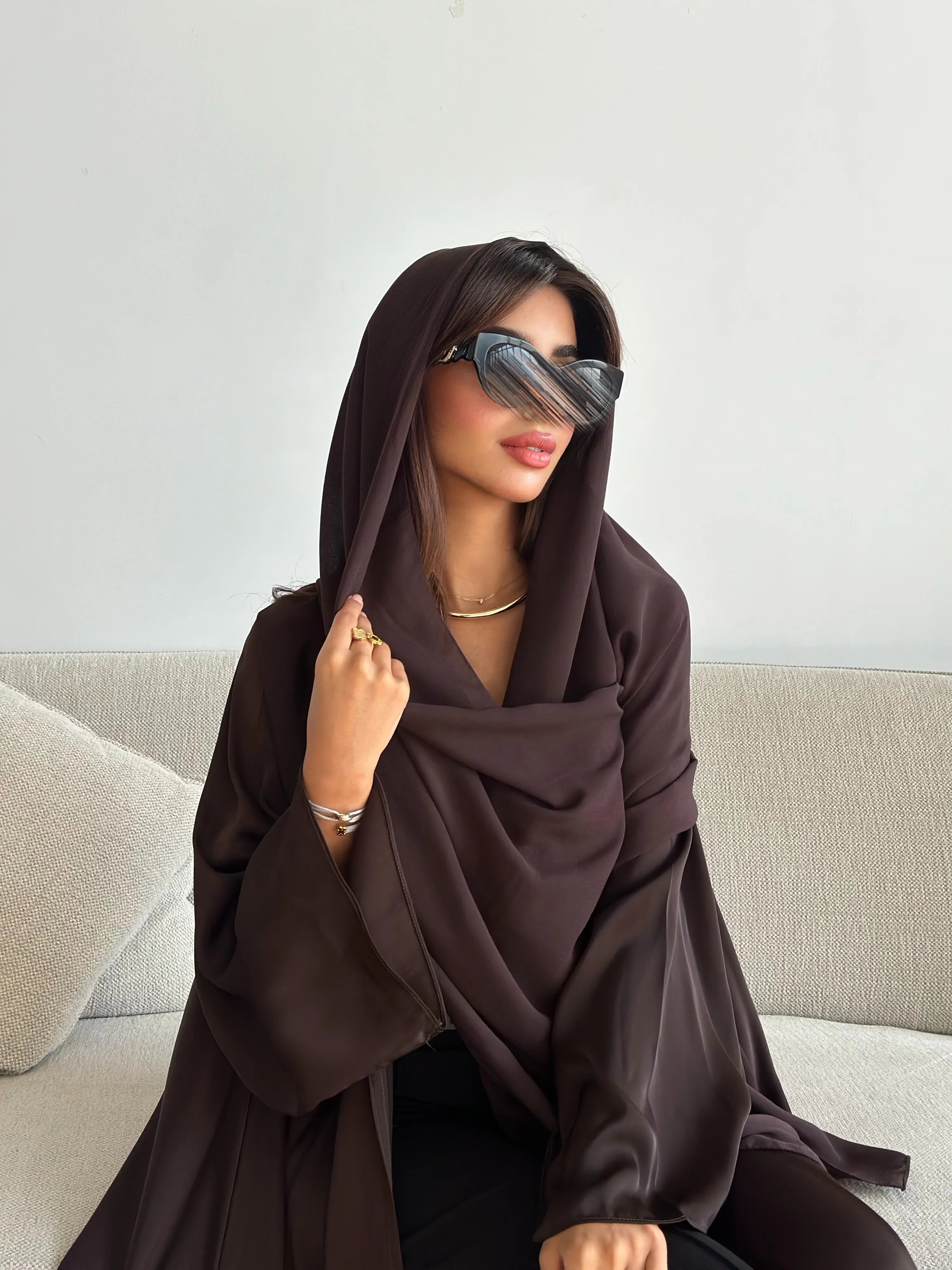 MWT4385 - عباية تيك توك كلوش بنية - Aya