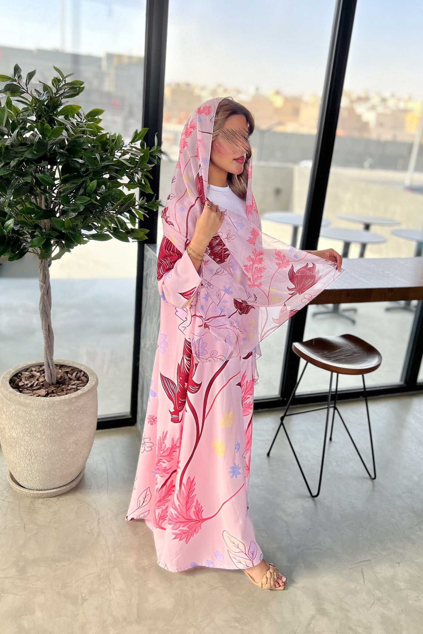 MWT472  - عباية طباعة زهرية - Aya