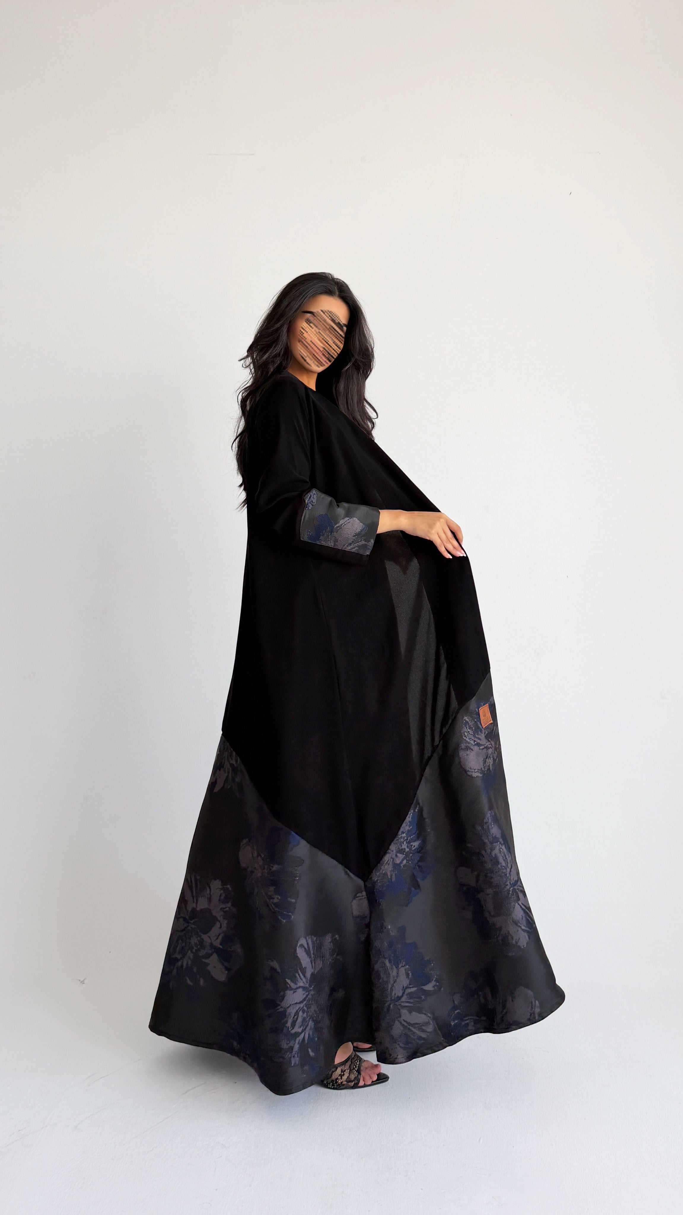 MWT4265 - عباية همس بقماش جاكار كحلي - Aya