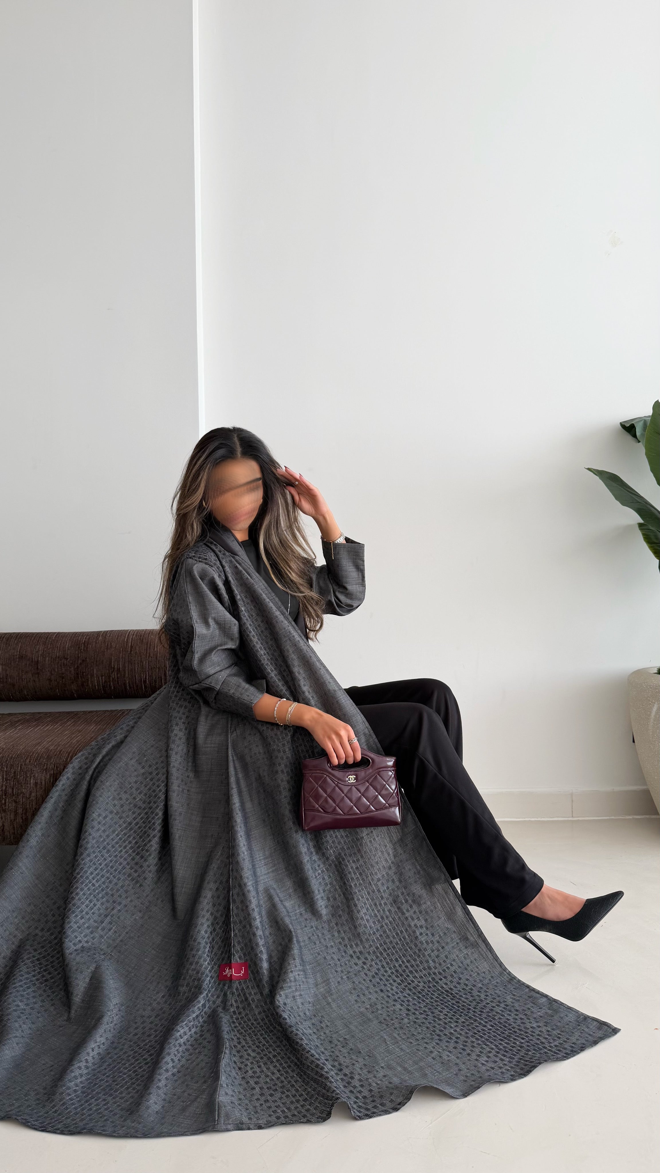 MWT714 - Dark grey linen abaya | عباية لنن - Aya