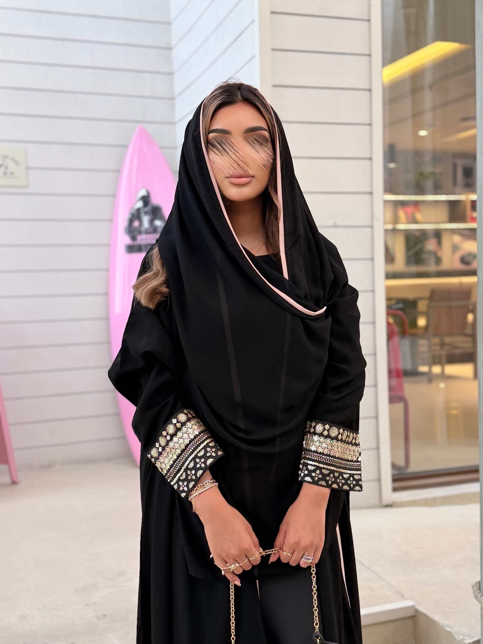 MWT789 - عباية كريب مع تدخيلة رمضانية - Aya