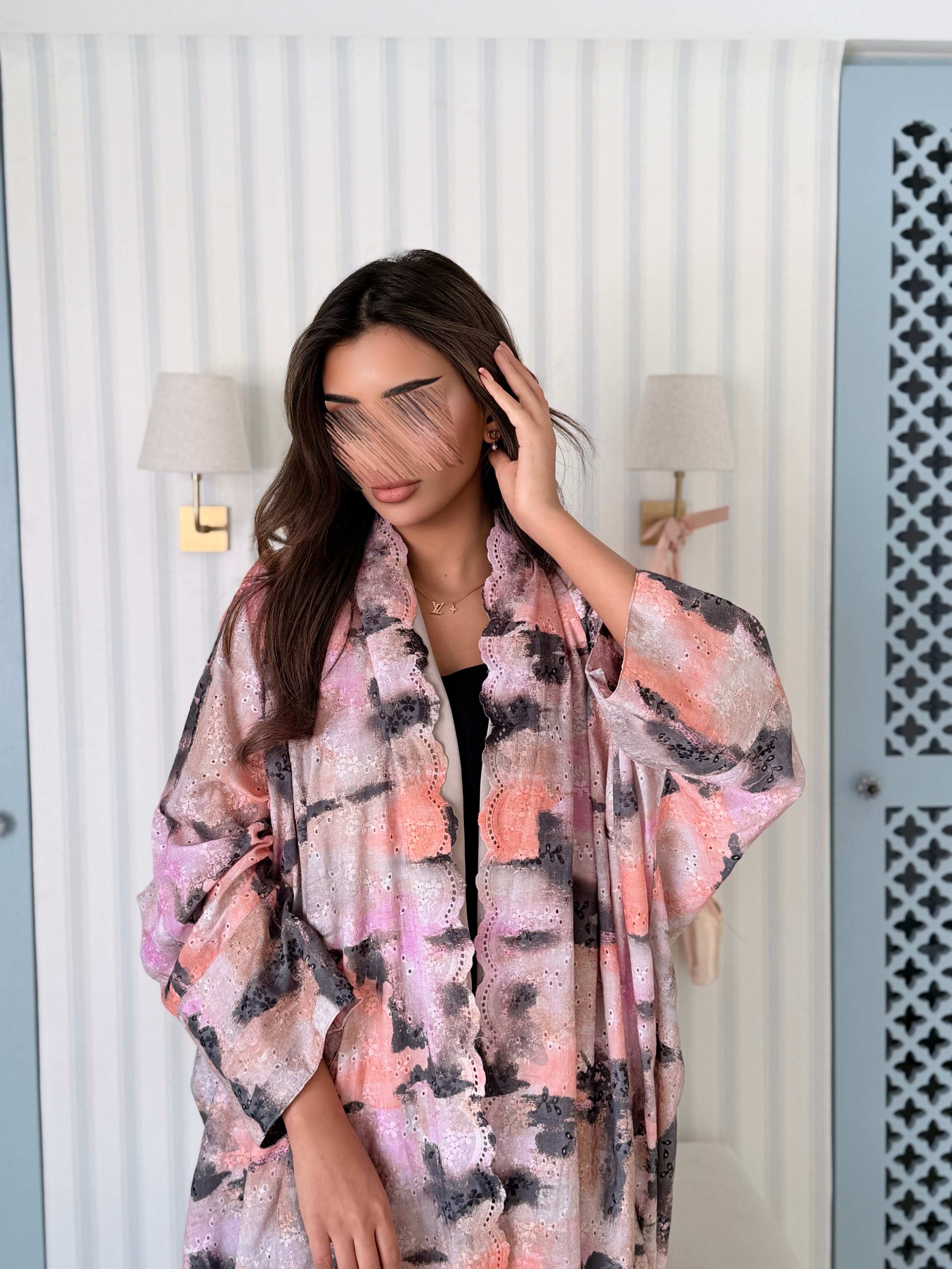 MWT5011 - عباية ركامه مشجر طباعة ربع كلوش - Aya