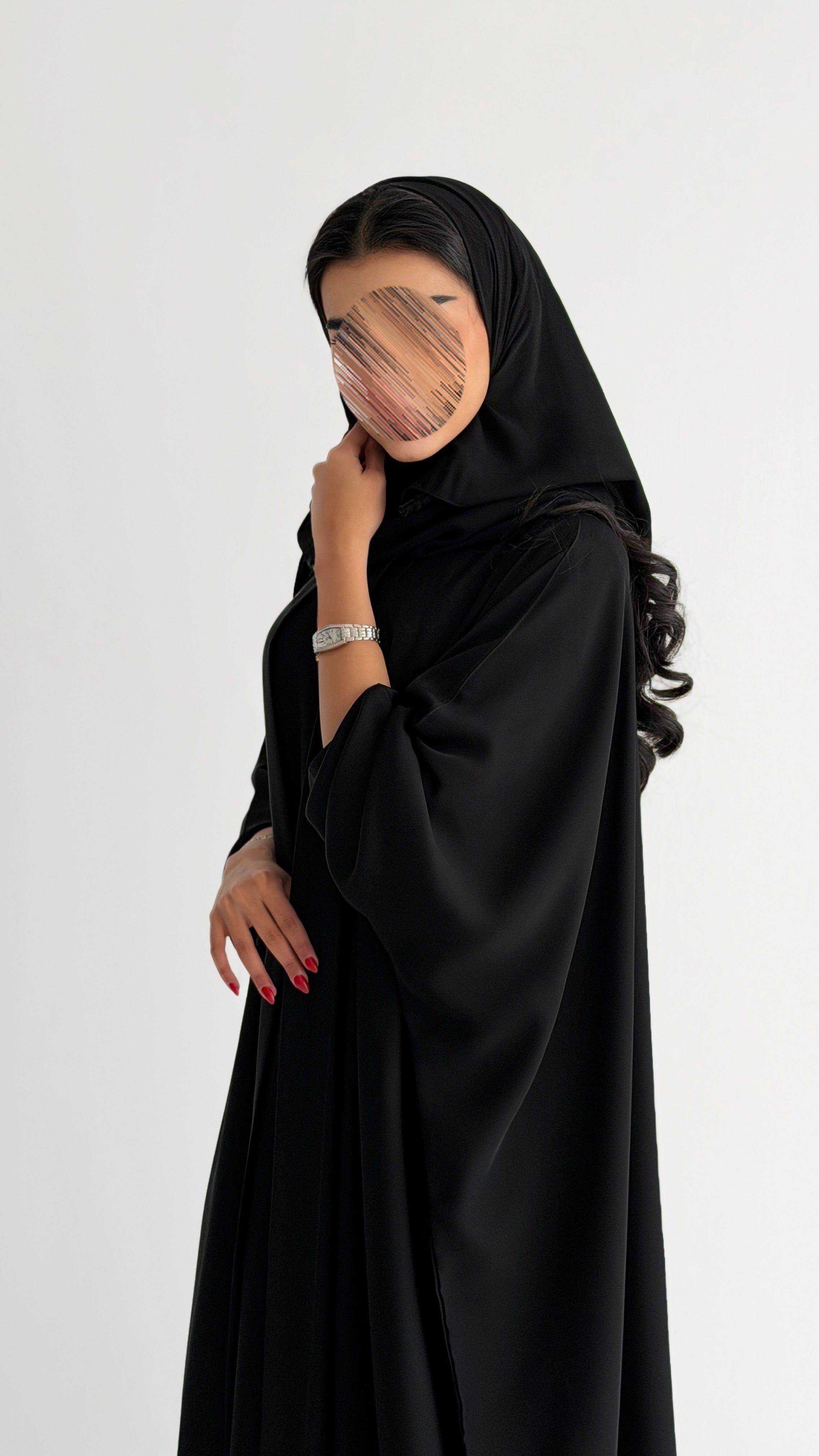 MW2078 -   عباية كريب حرير قصه بشت مع اضافة فستان داخلي - Aya