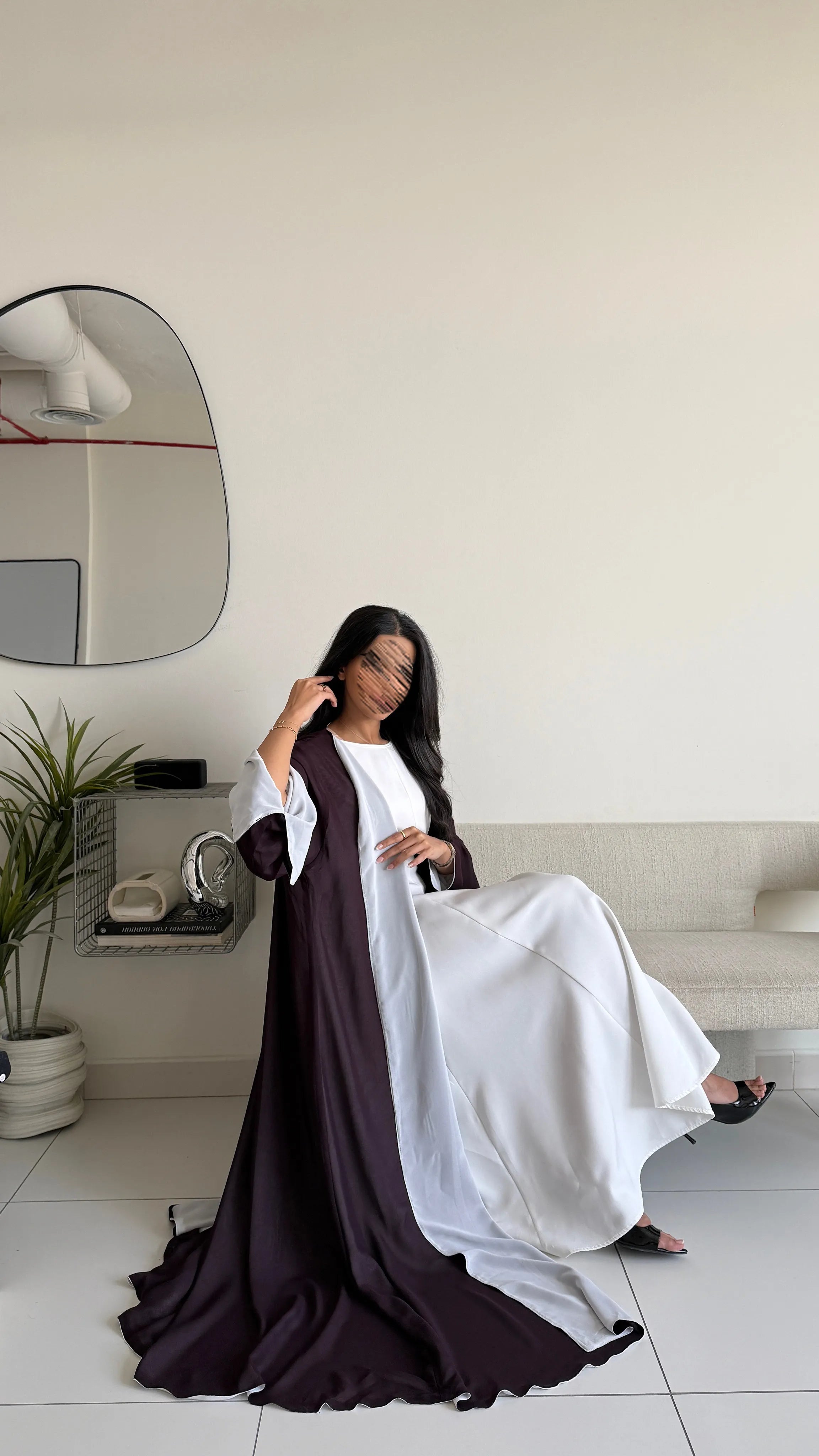 MWT1227 - عبايه شيفون فتنامي دبل فيس - Aya