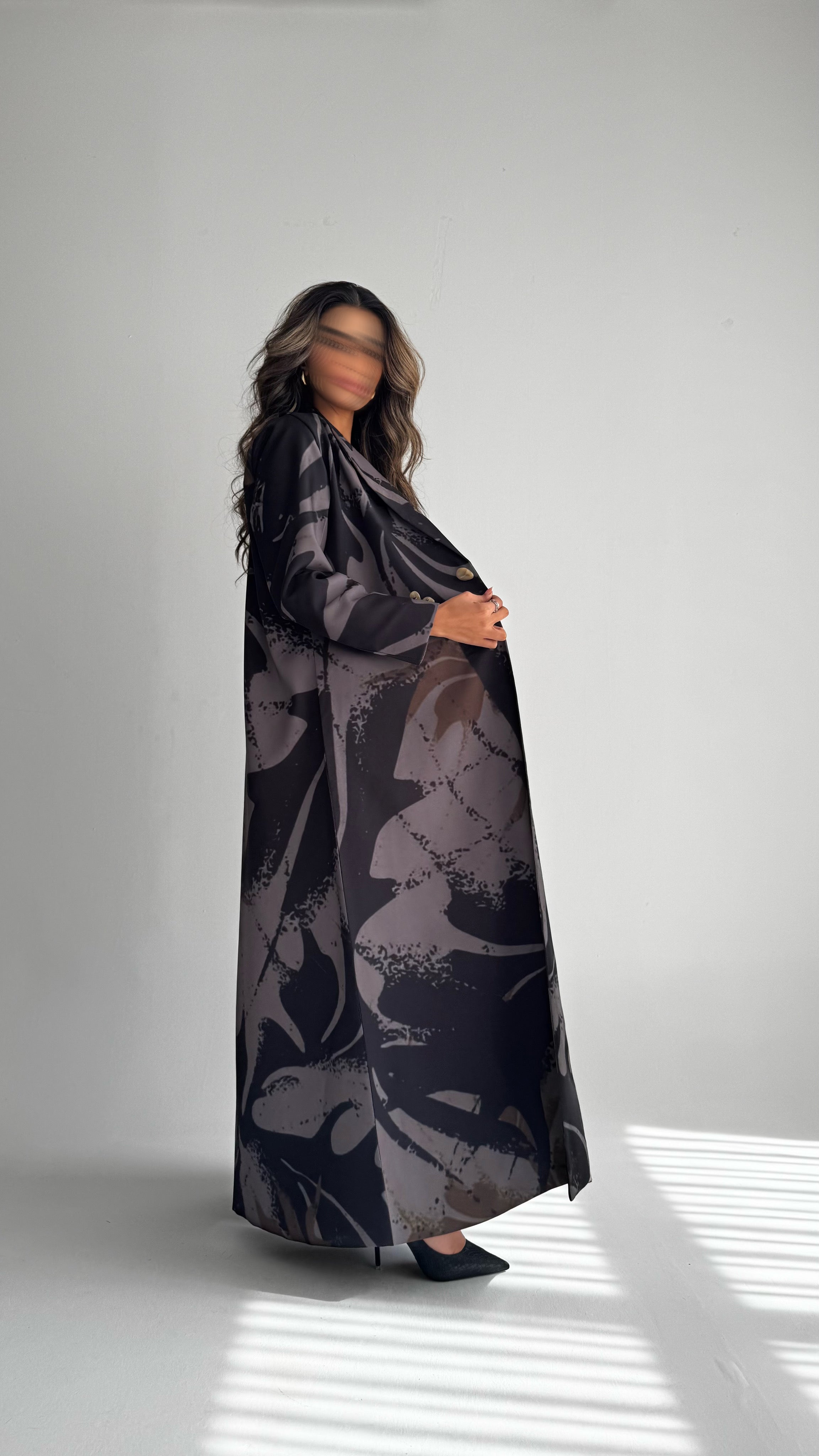 MWT841 - عباية بليزر طباعة | Printed Blazer Abaya - Aya