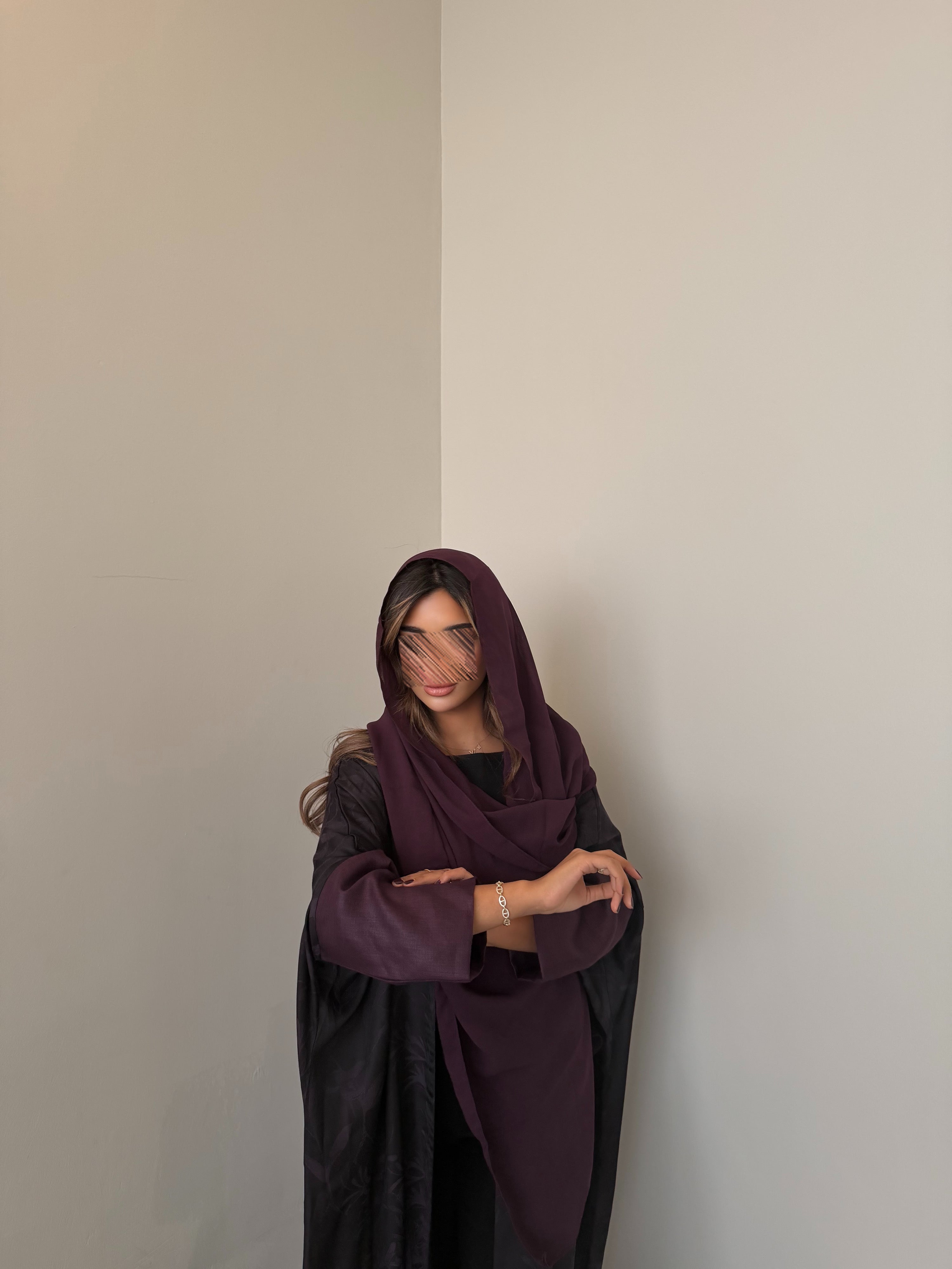 MWT1052 - عبايه جاكار بتدخيله بالاكمام - Aya