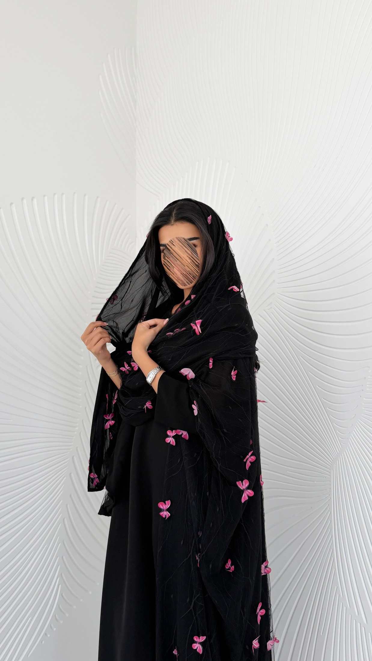 MW2176 -  عبايه شيفون بطباعه حصريه  نص كلوش - Aya