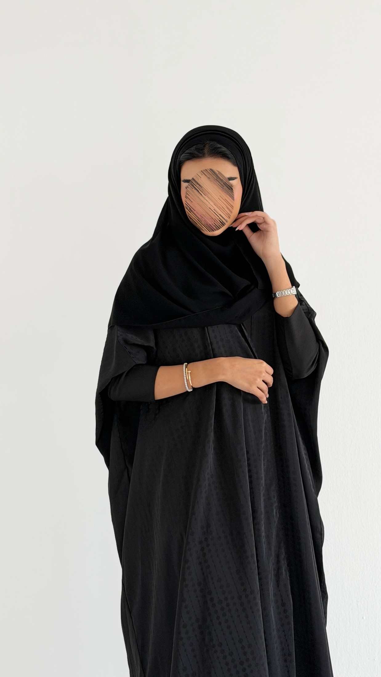 MWT1182 - عباية مخططة اسود - Aya