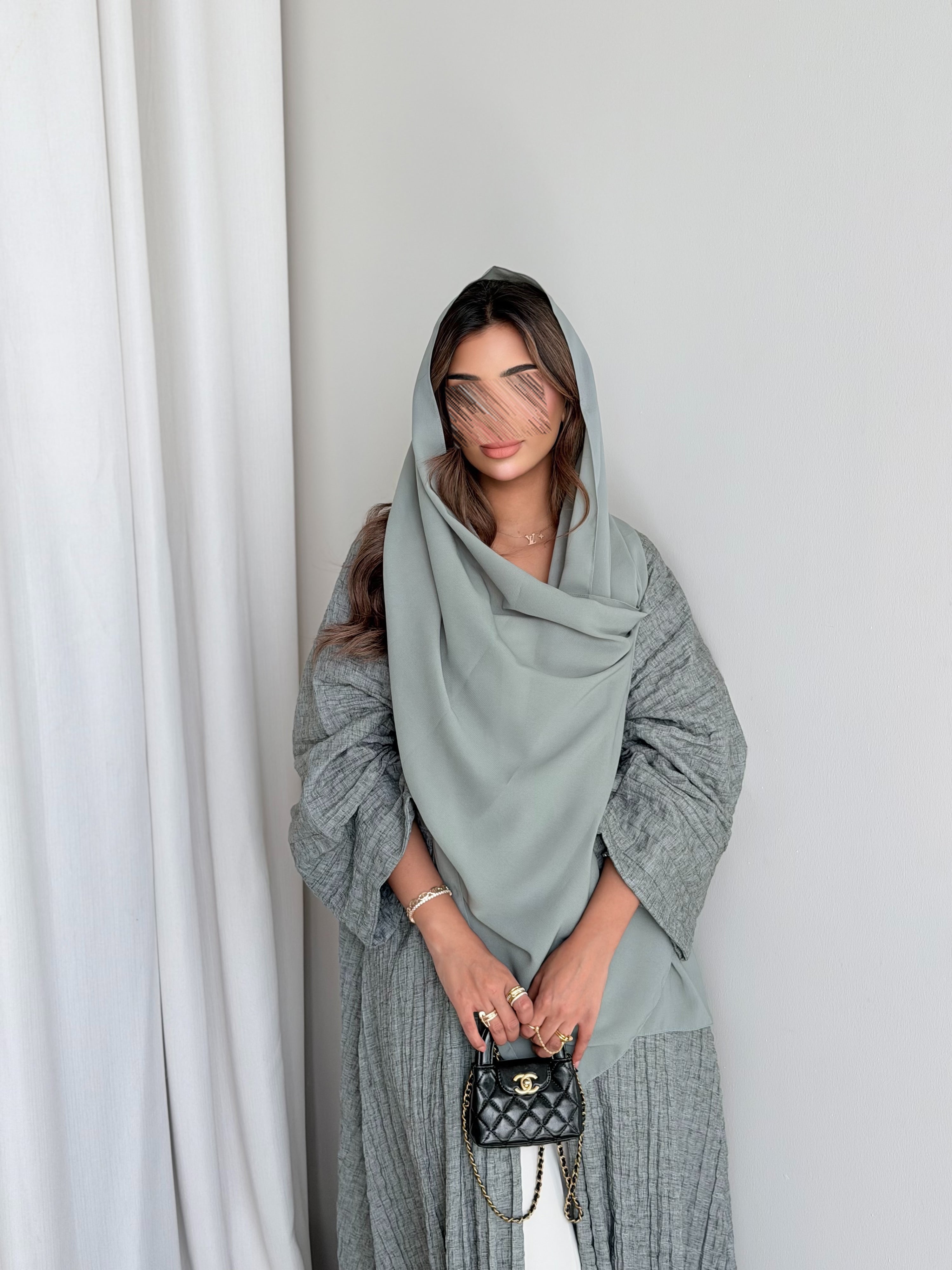 MWT5020 - قماش لينن معفس زيتي فاتح قصة ربع كلوش - Aya