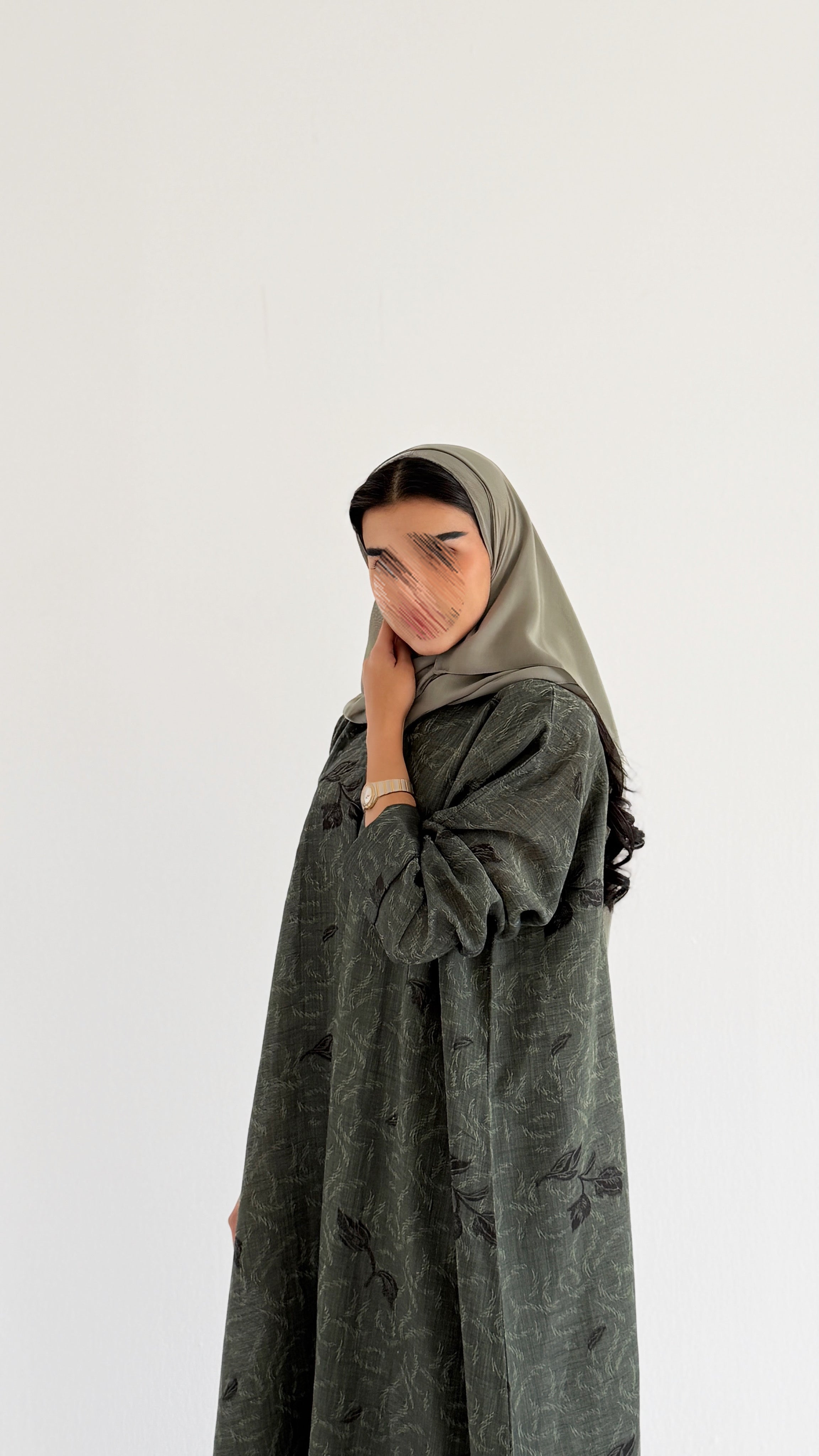 MWT1006 - عباية لنن مطرزة |Embroidered linen abaya - Aya