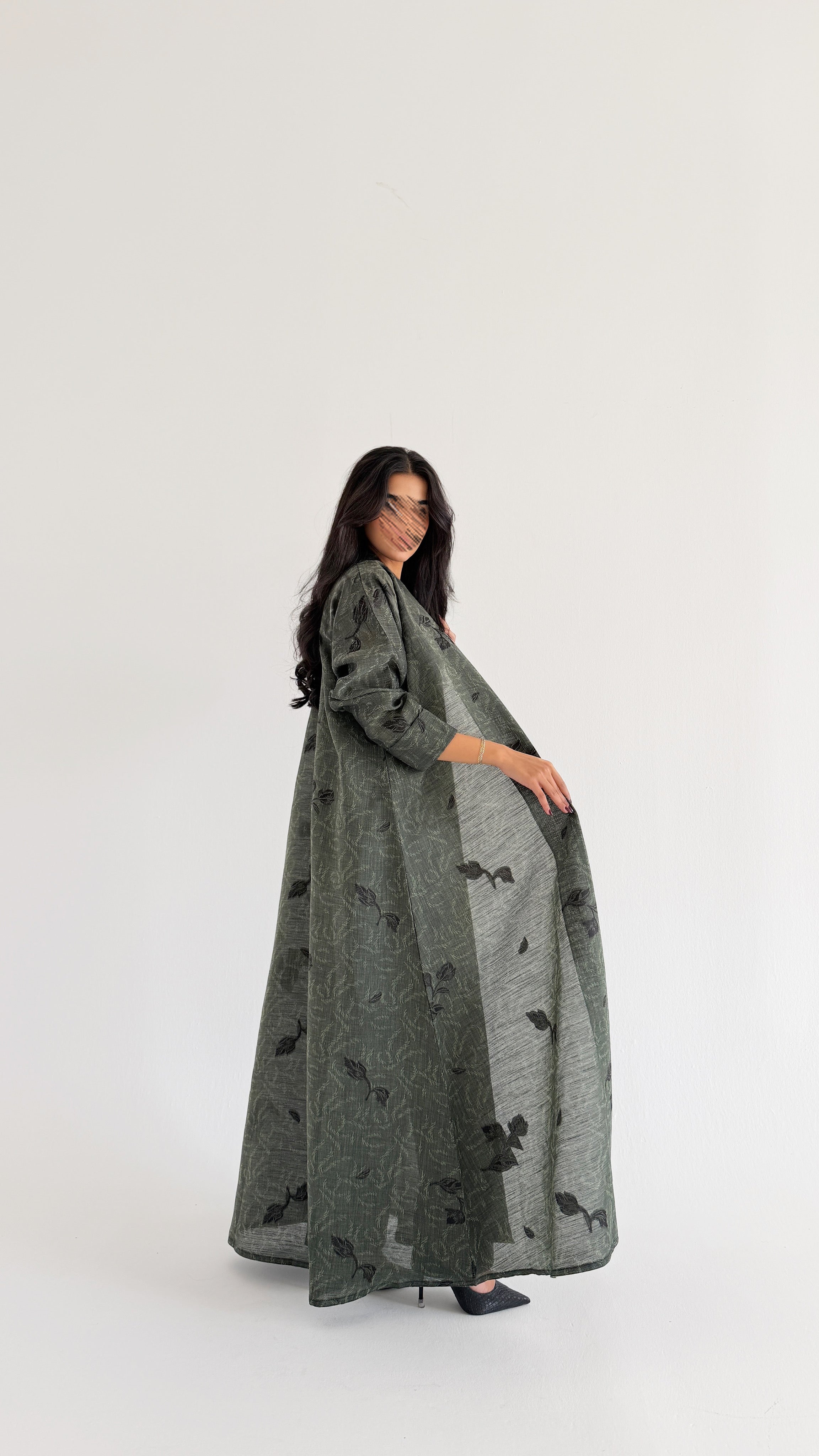 MWT1006 - عباية لنن مطرزة |Embroidered linen abaya - Aya