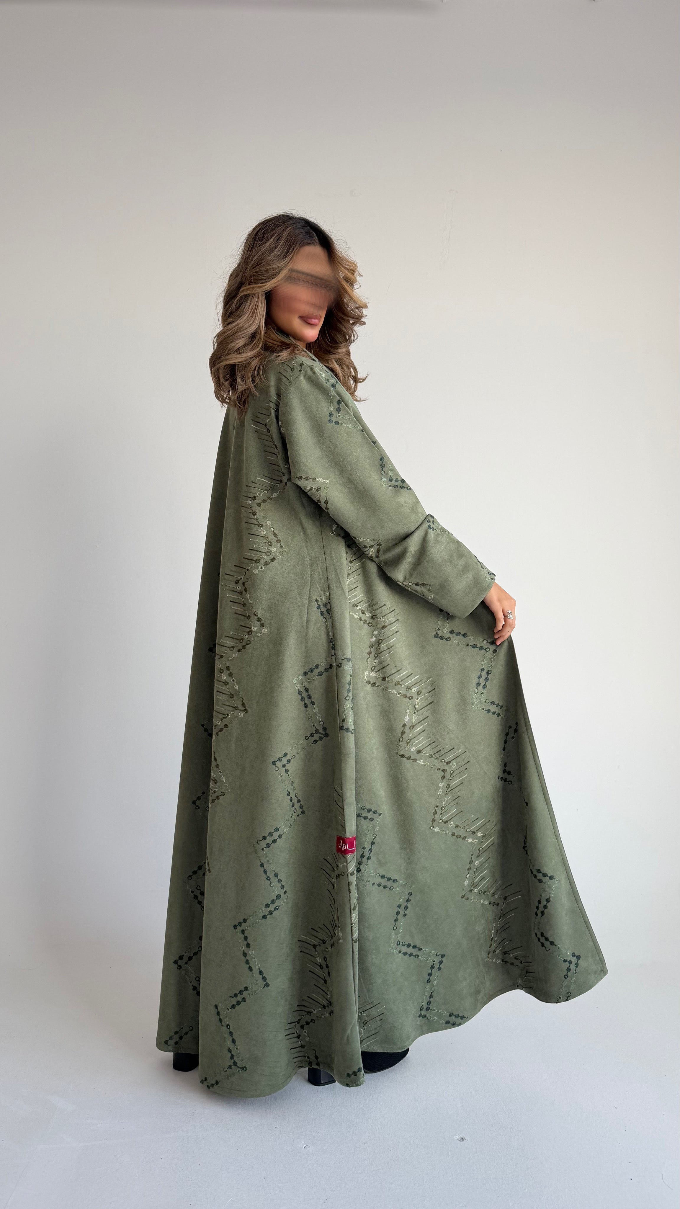 MWT580 - عباية شامواة زيتي - Aya