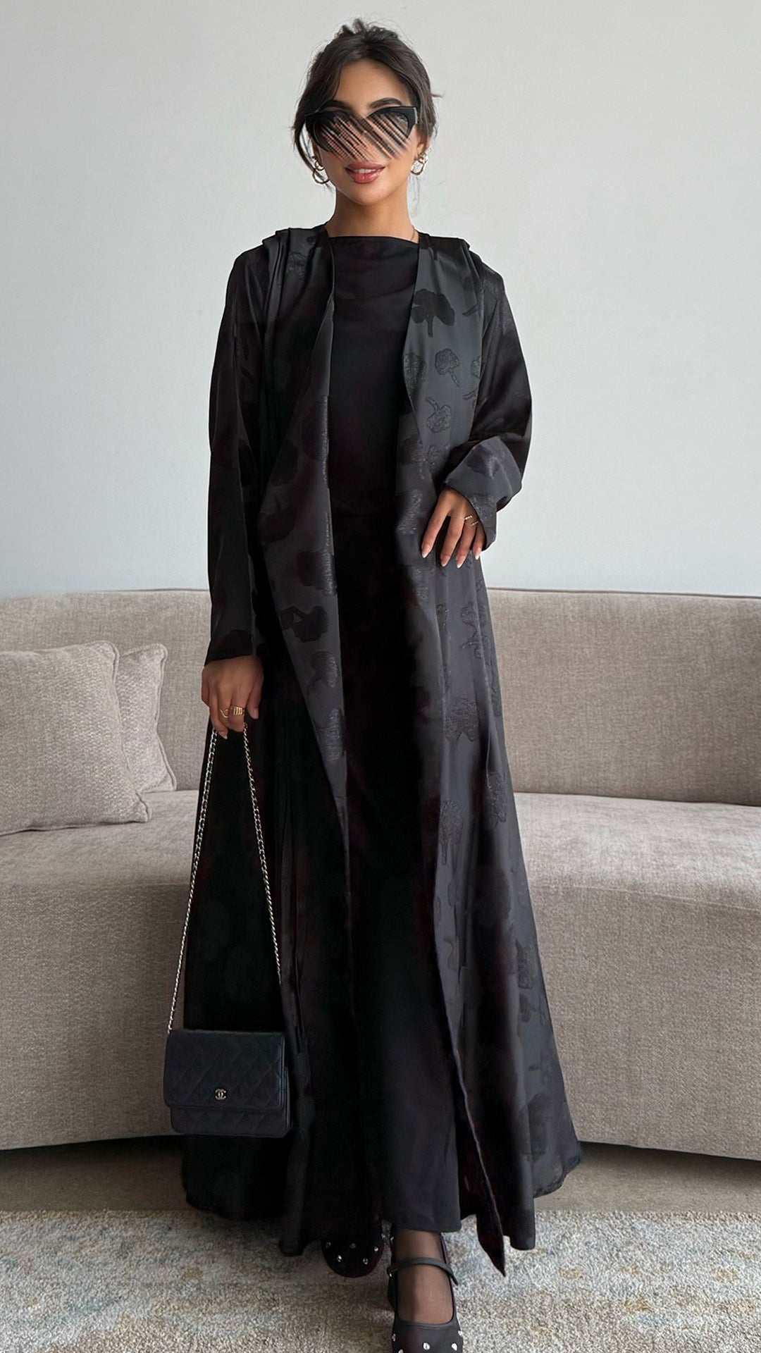MWT4306 - عباية جاكار صيفي أسود - Aya