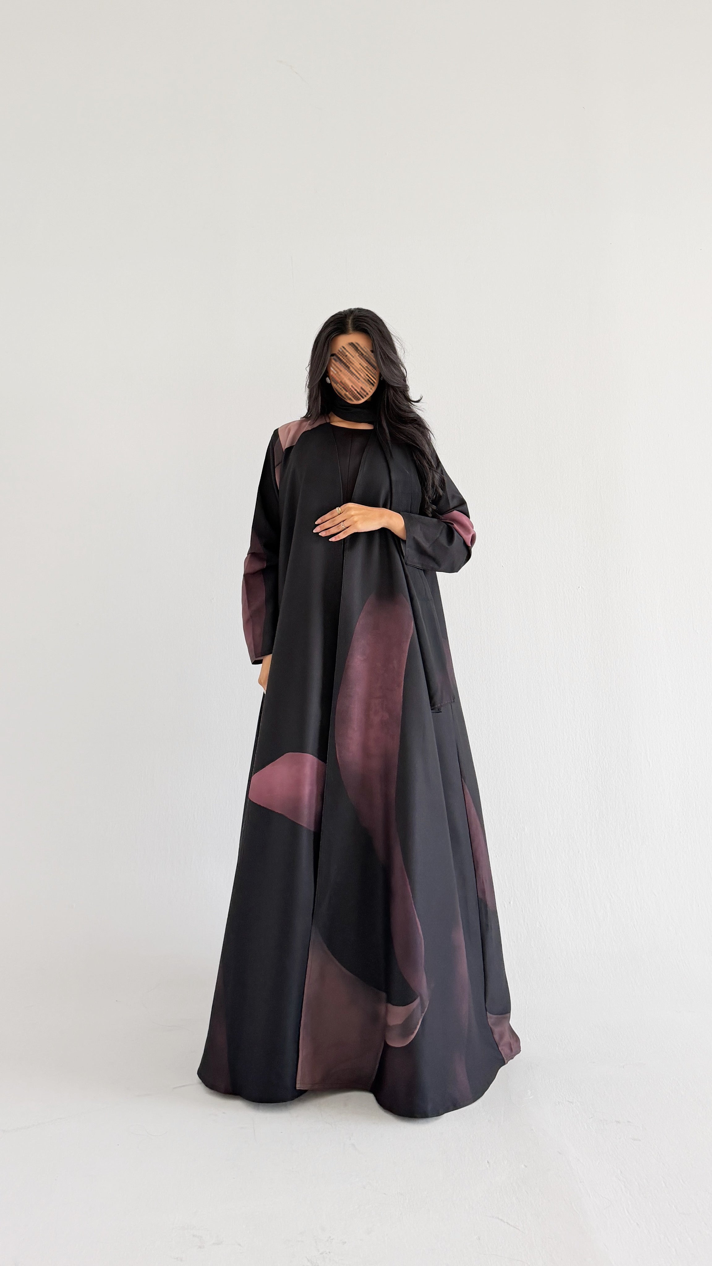 MWT332 - Brown Silk Print Abaya