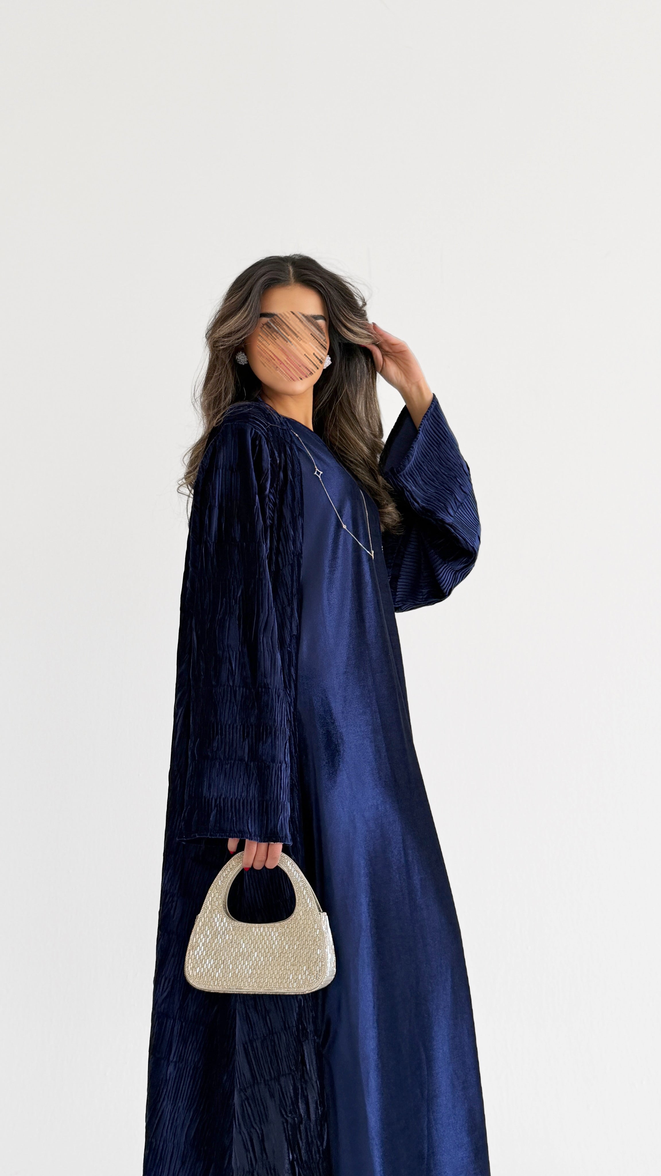 MWJ017 - جلابية شامواه مكسر بقطعتين فستان داخلي وقطعة من فوق - Aya