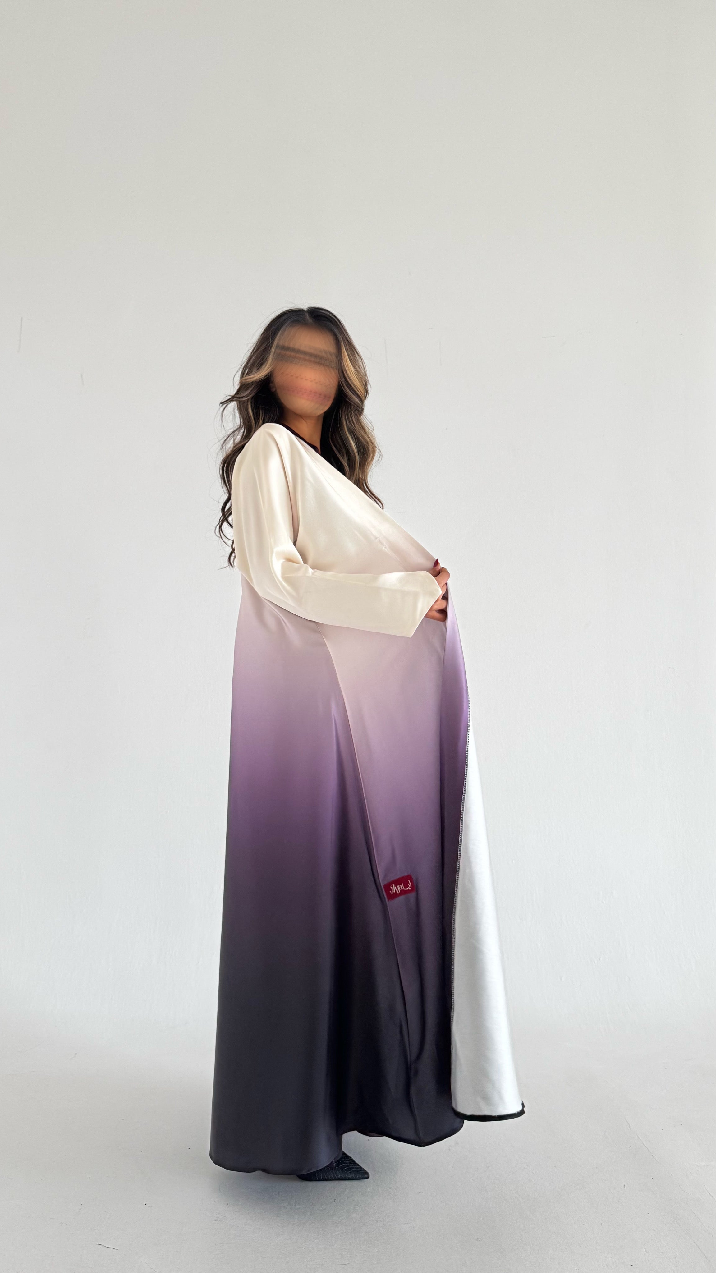 MW1821 - عباية حرير متداخل بالوان لمبرقيني مع اضافة فستان داخلي - Aya