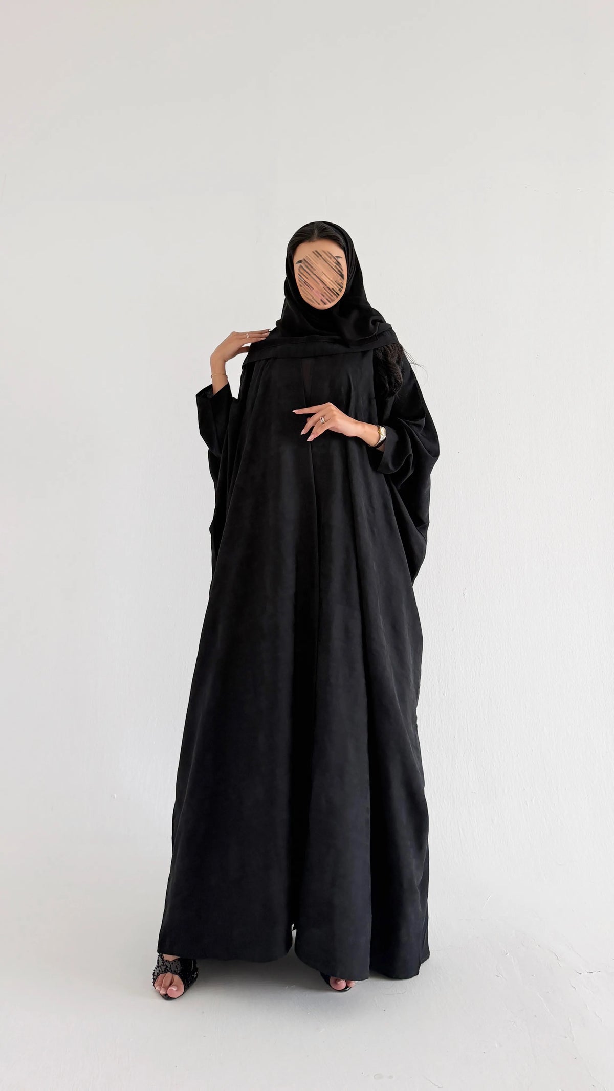 MWT1294 - عباية جاكار كريب مغسول - Aya
