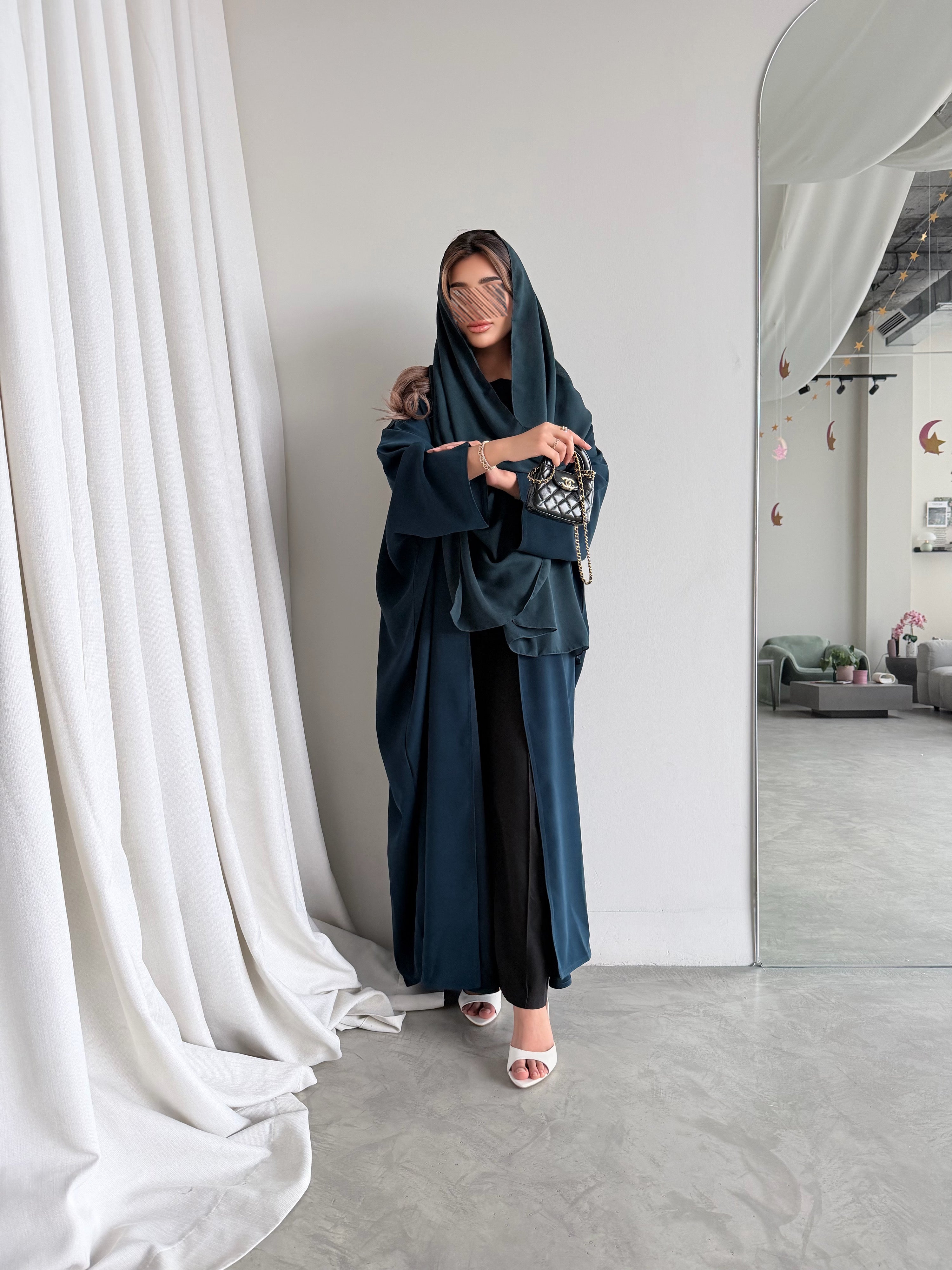 MWT5052 - كريب تركواز ساده قصة نص بشت - Aya