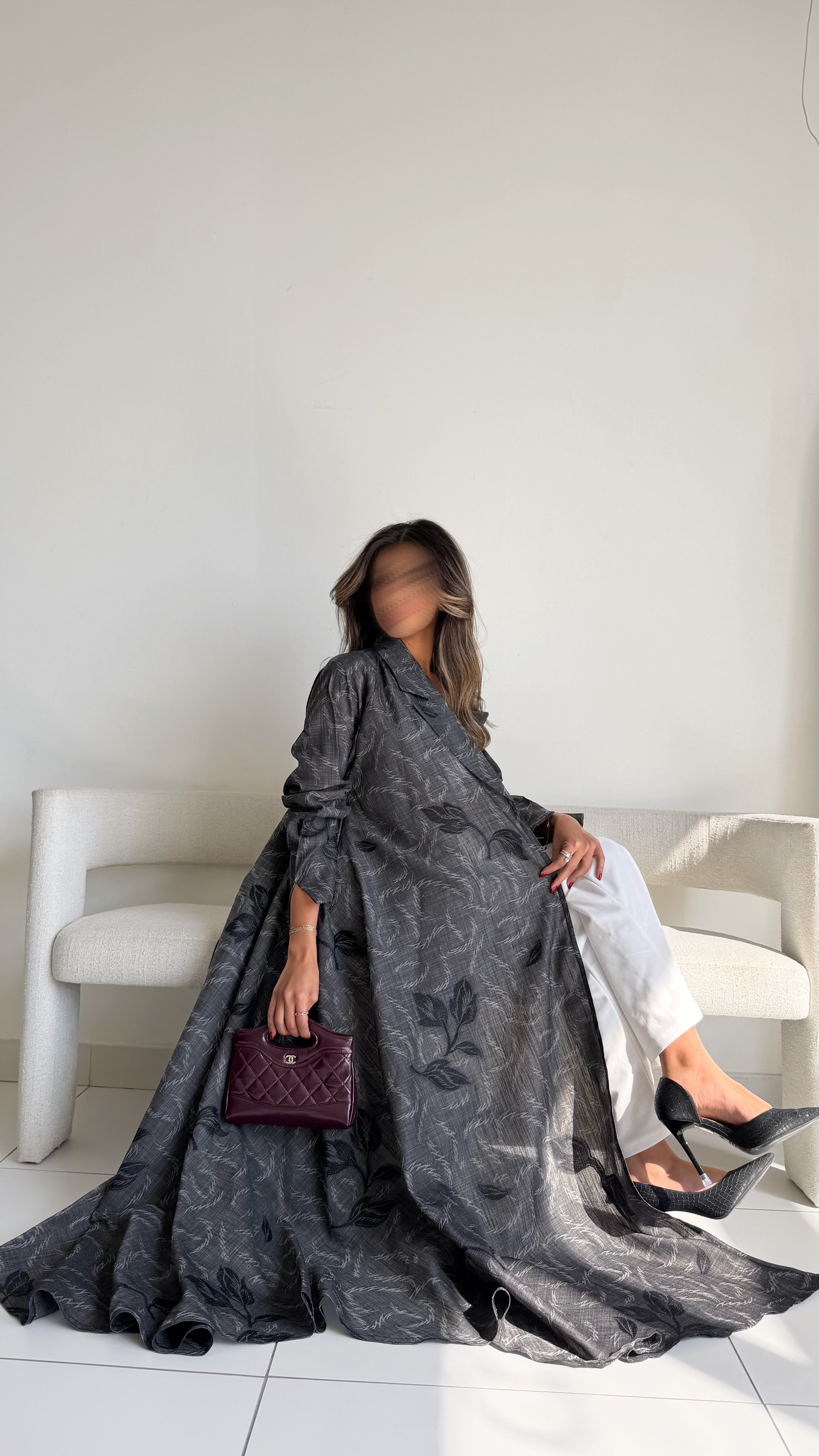 MW645 - Light Crepe Standing with Jacquard Half-Cloche