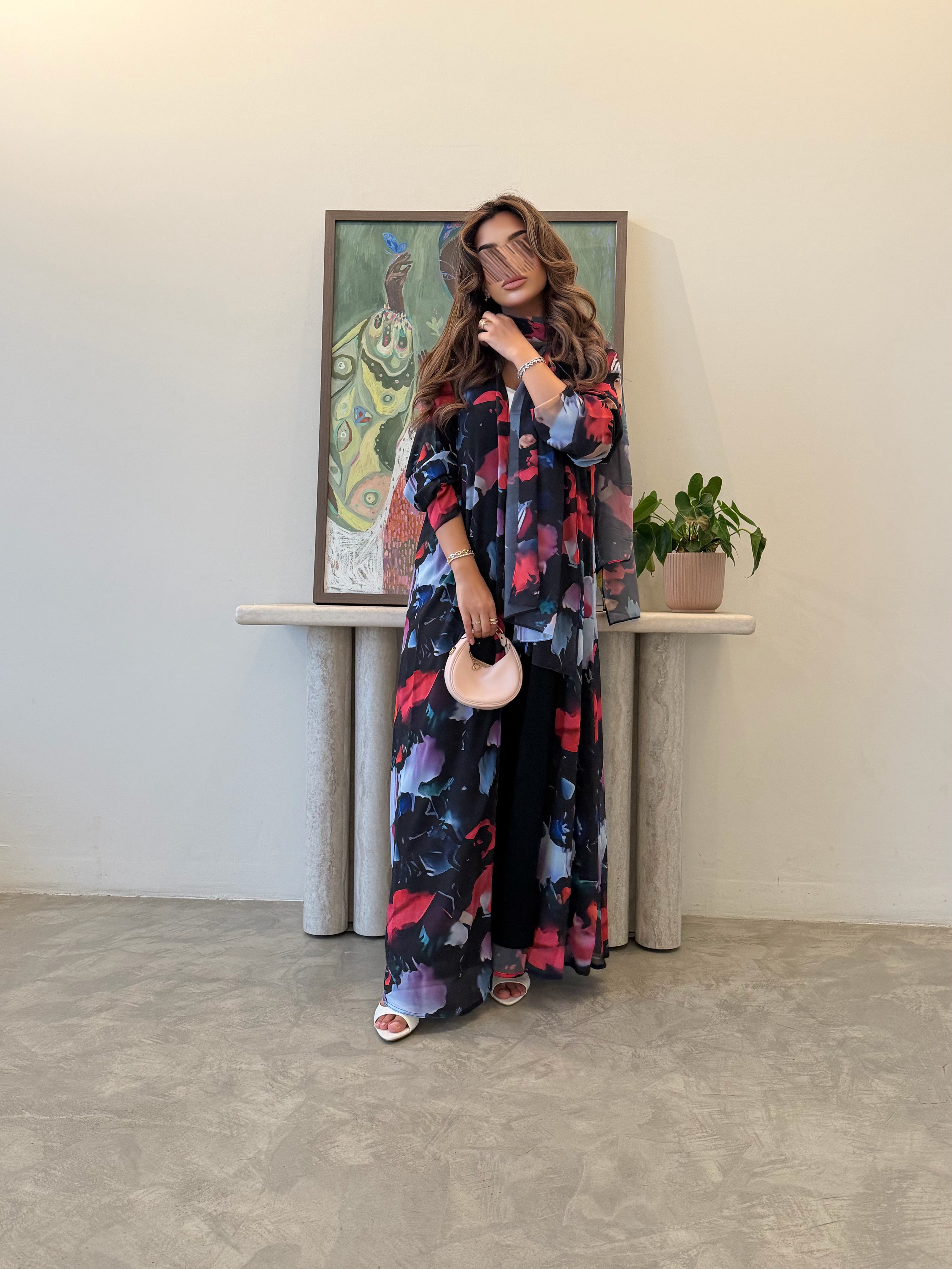 MW1711 - عباية شيفون مبطن بطبقتين - Aya